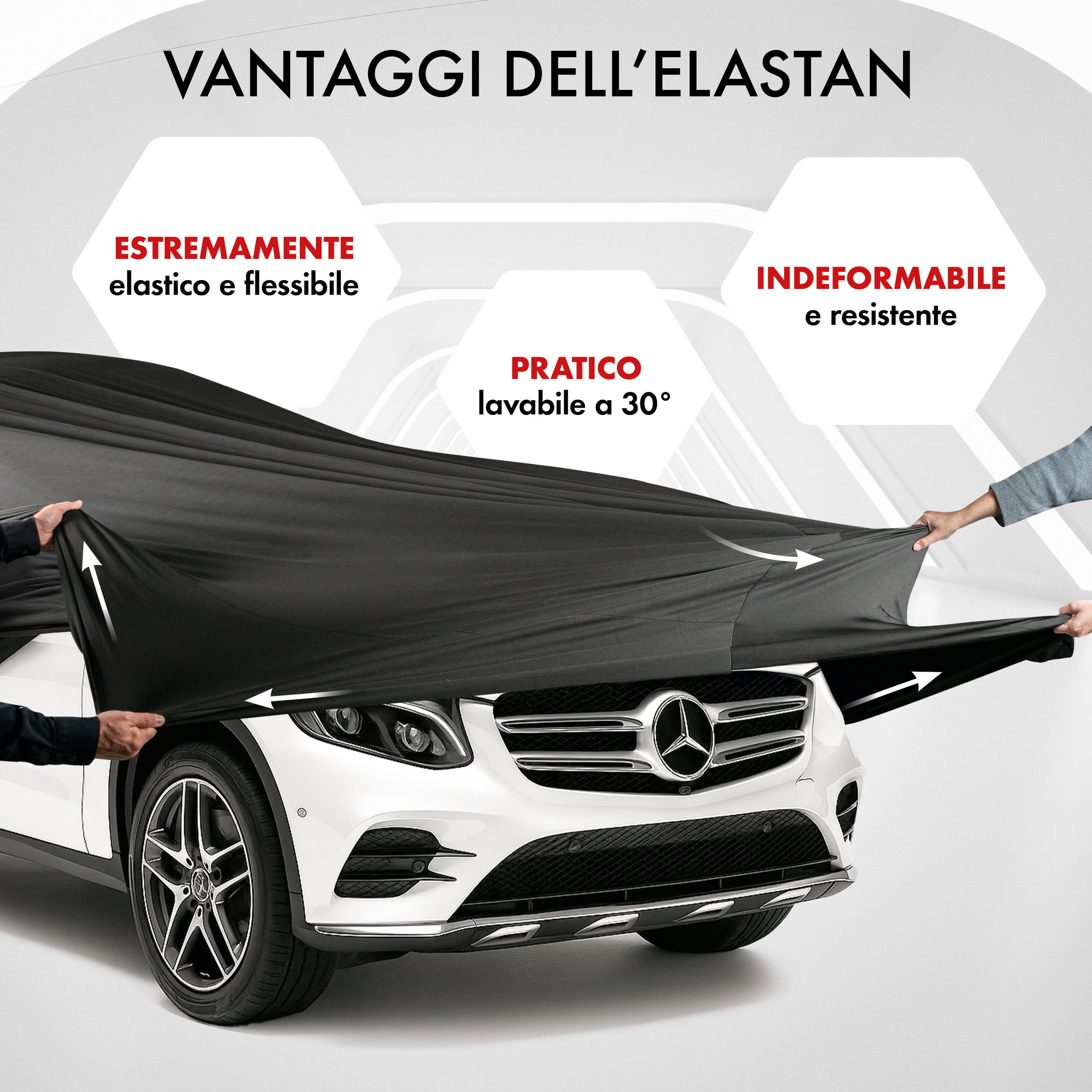 Premium Telo Copriauto da interno Indoor Stretch Plus, Copertura protettiva per uso interno Misura 9 SUV/VAN nero