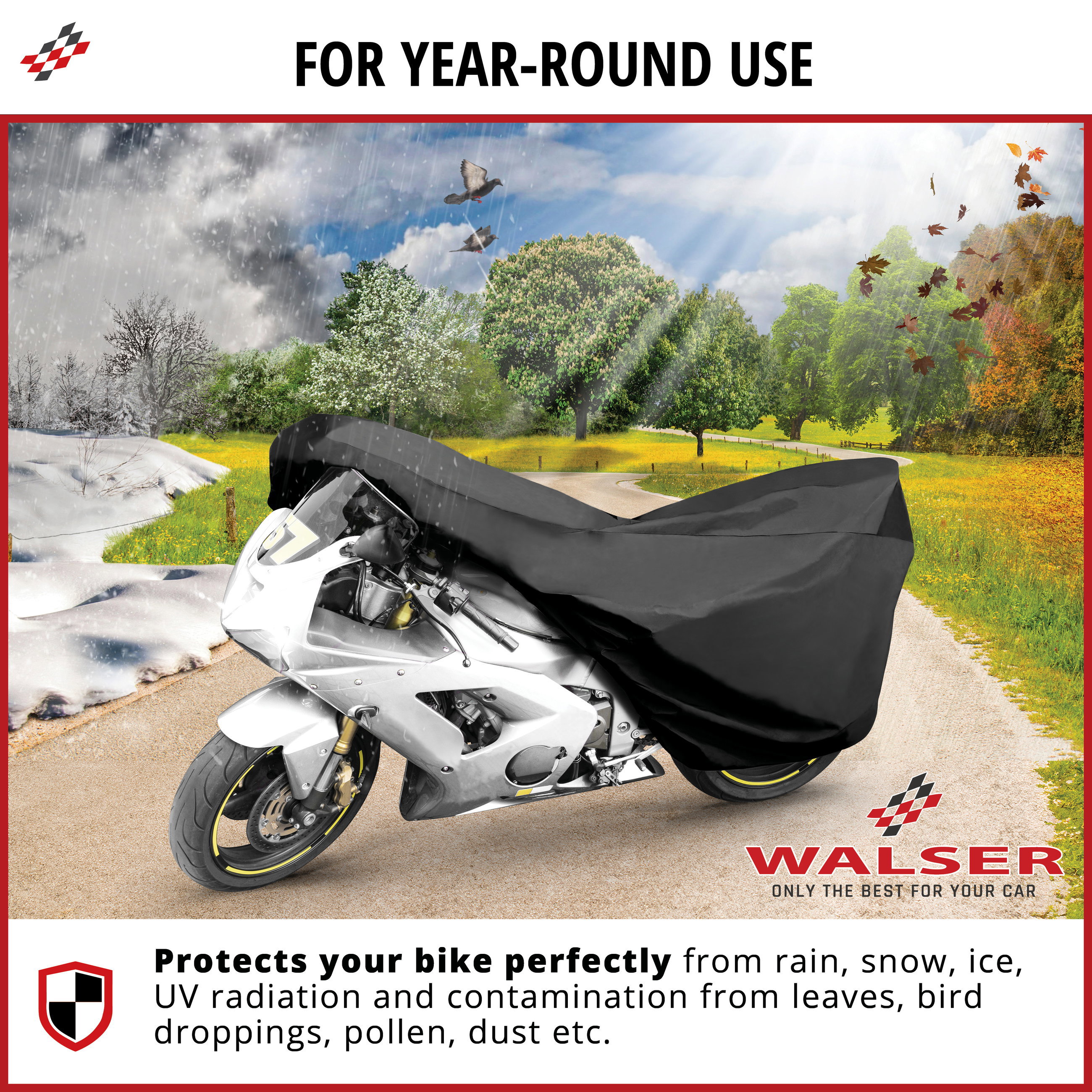 Motorcycle cover All Weather M, Motorcycle cover, Waterproof motorcycle garage - 215x95x120 cm black