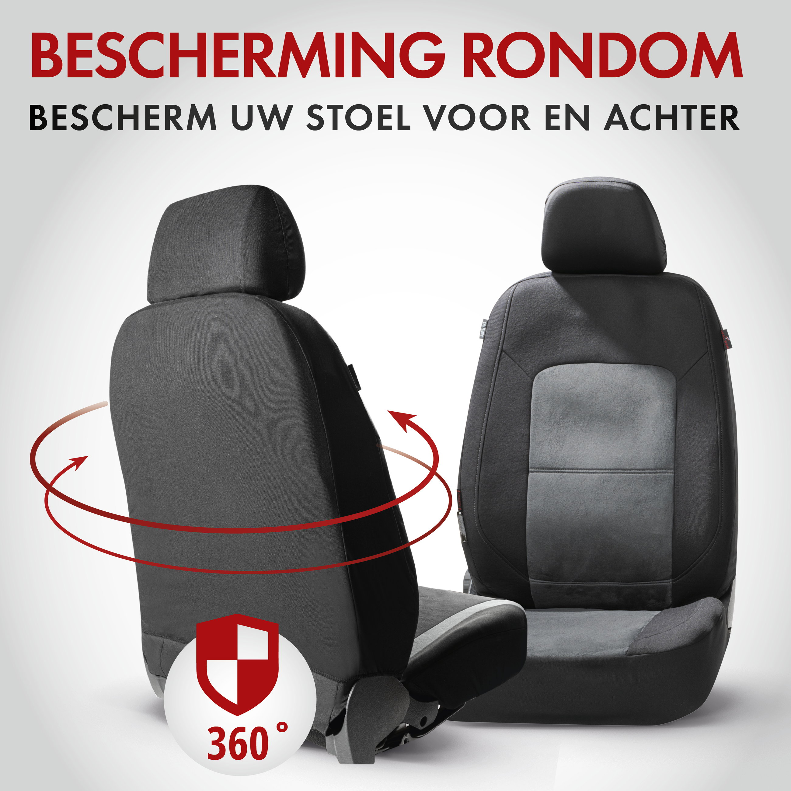 Premium Autostoelbekleding Ellington met Zipper ZIPP-IT, Autostoelhoes set, 2 stoelbeschermer voor voorstoel, 1 stoelbeschermer voor achterbank zwart/grijs 11865