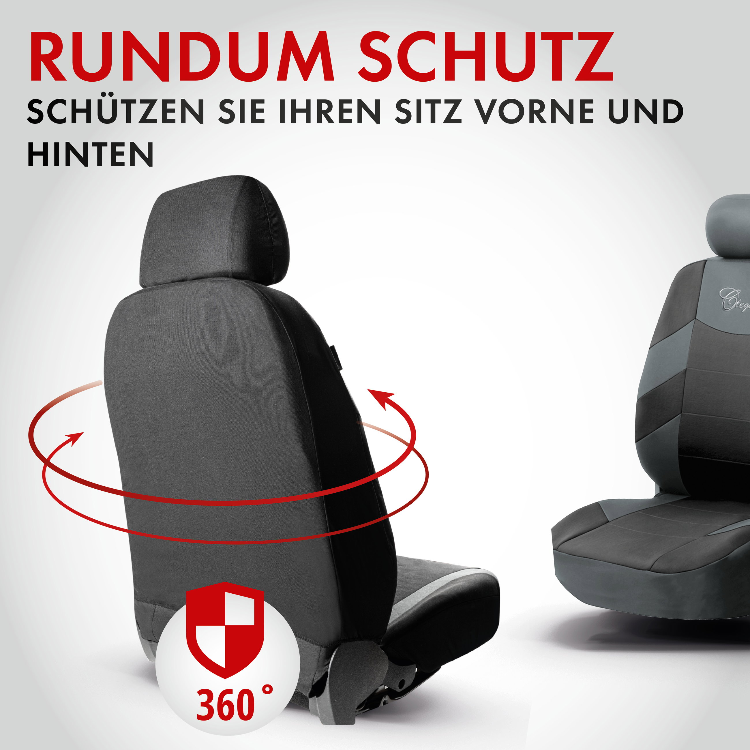 Autositzbezug ZIPP-IT Basic Elegance, PKW-Schonbezüge Komplettset mit Reißverschluss-System schwarz/grau