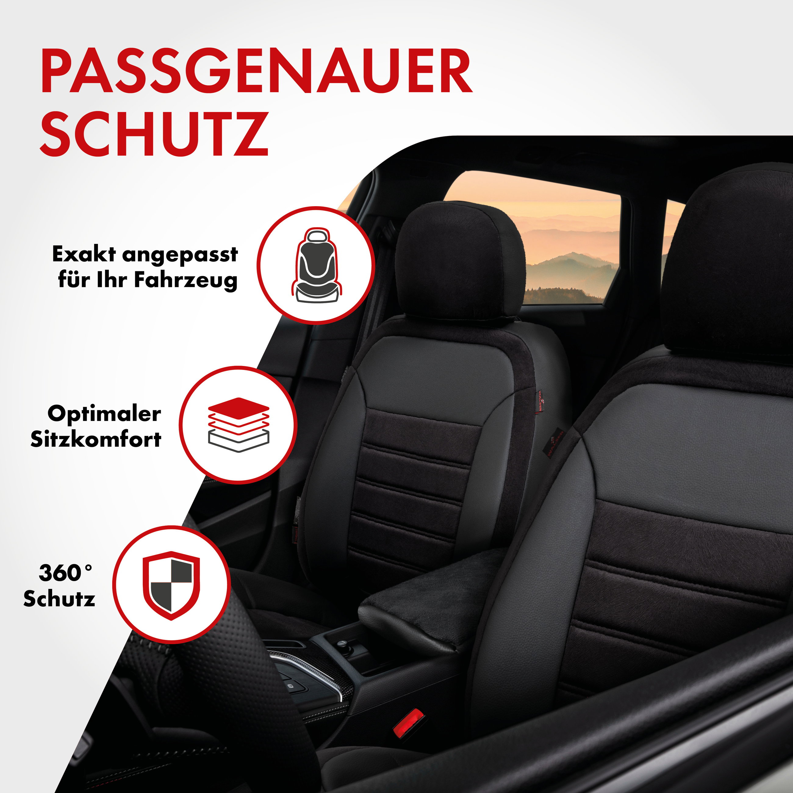 Passform Sitzbezug Bari für Ford Kuga II (DM2) 05/2012-Heute, 2 Einzelsitzbezüge für Normalsitze