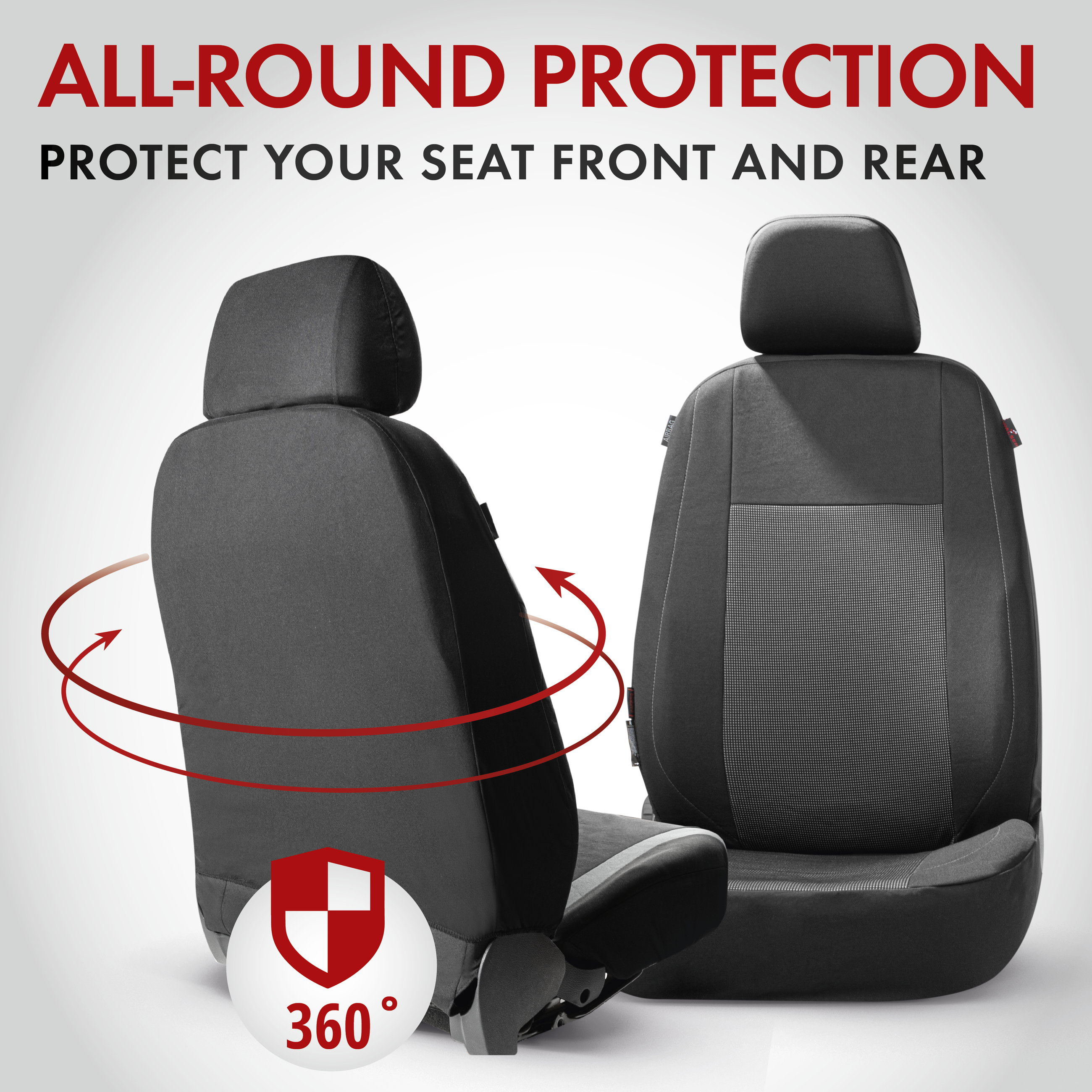 ZIPP IT Premium Car seat covers Ardwell for two front seats with zip-system black/grey