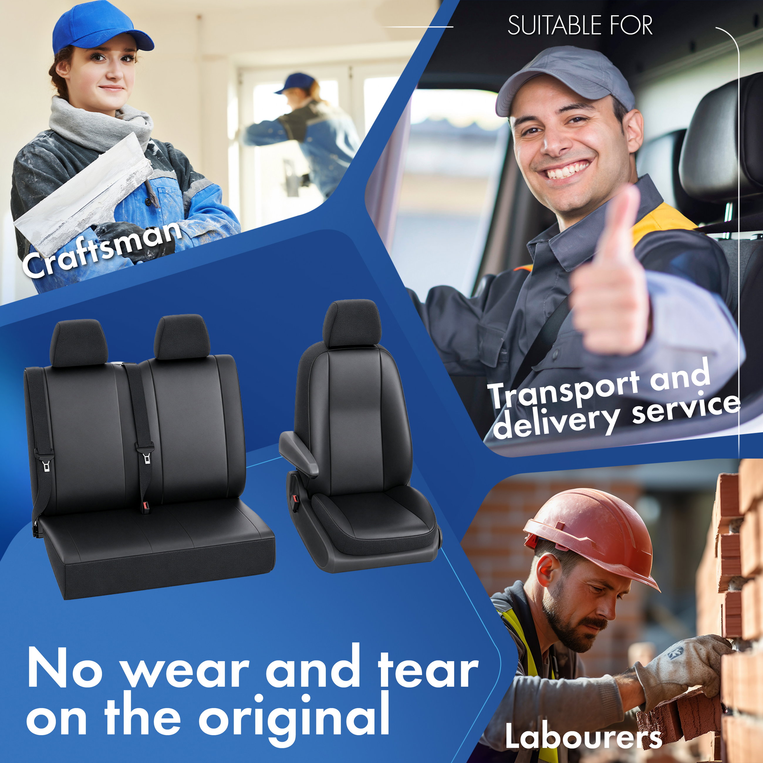 Seat cover made of imitation leather for Renault Kangoo Type W, 2 single seat covers front