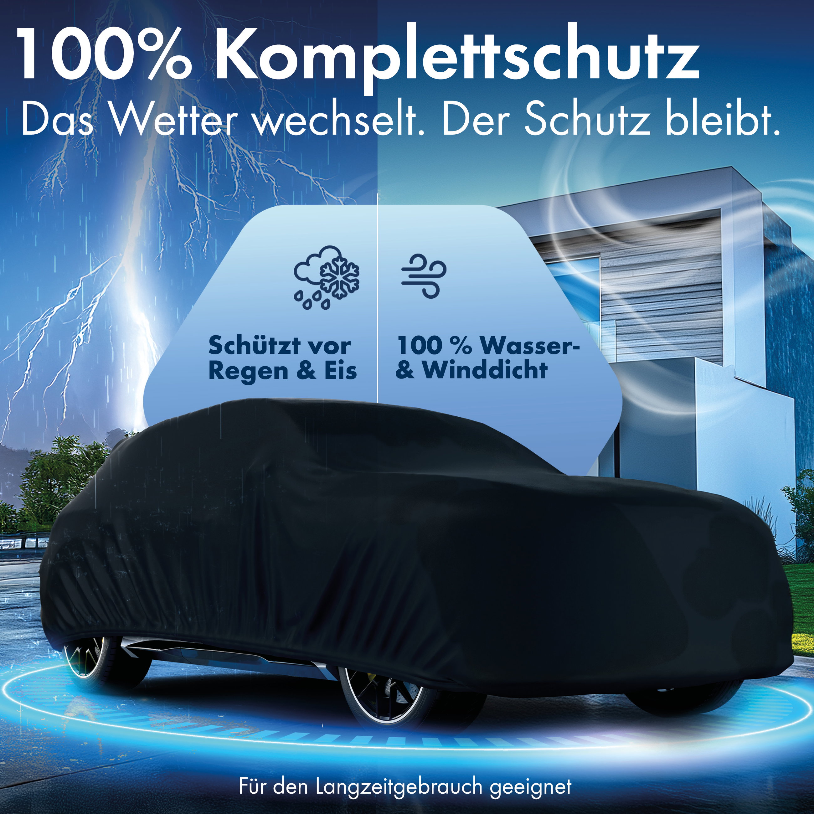 Abdeckplane Auto All Weather, Autoplane Vollgarage Größe 7 SUV/VAN, Autoabdeckung schwarz