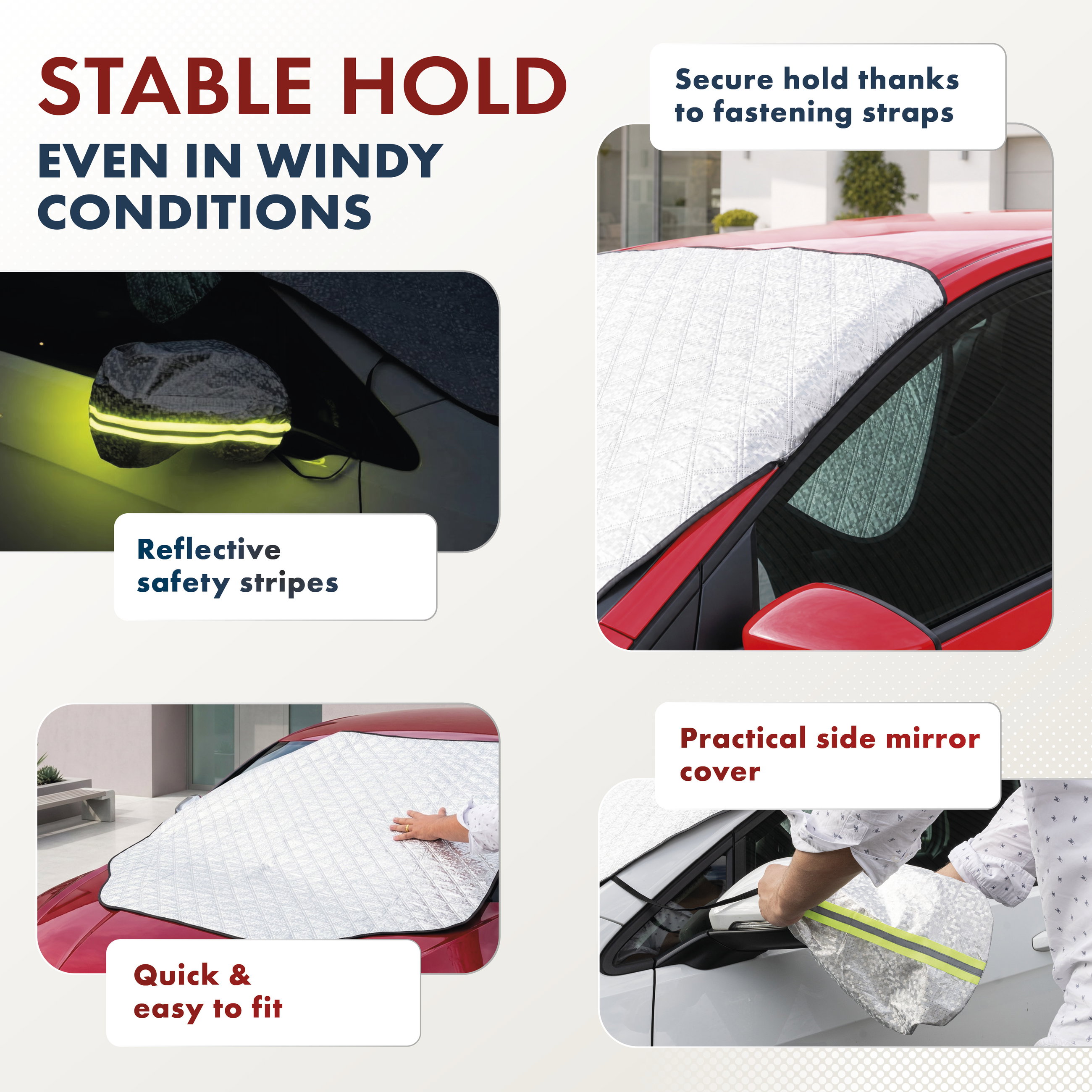 Premium Thermal Windscreen Protector with Side Mirror Cover 157x126 cm