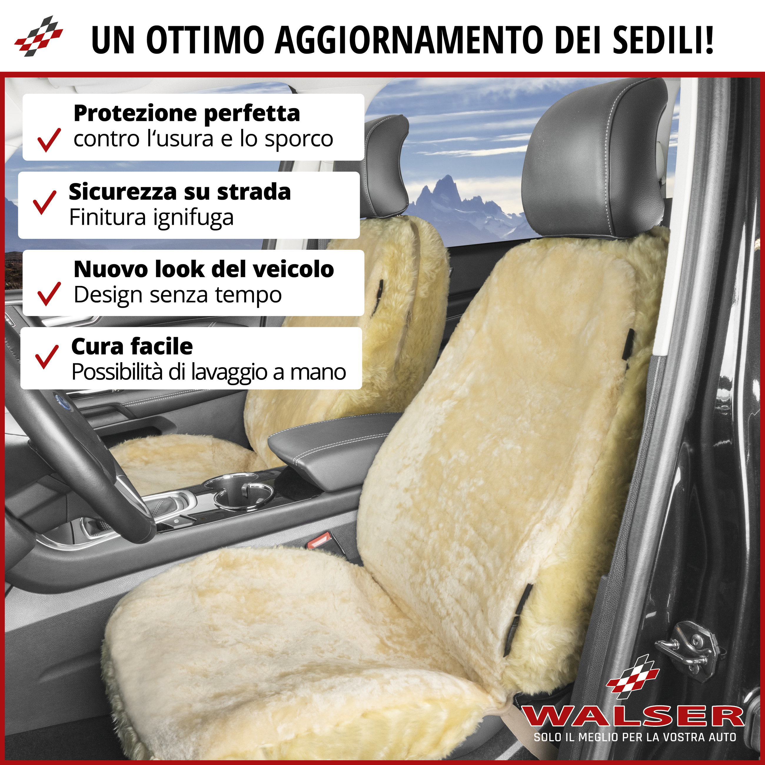 Nove teli copri sedile auto in pelle d'agnello antracite con sistema informatico ZIPP, 1 pezzo