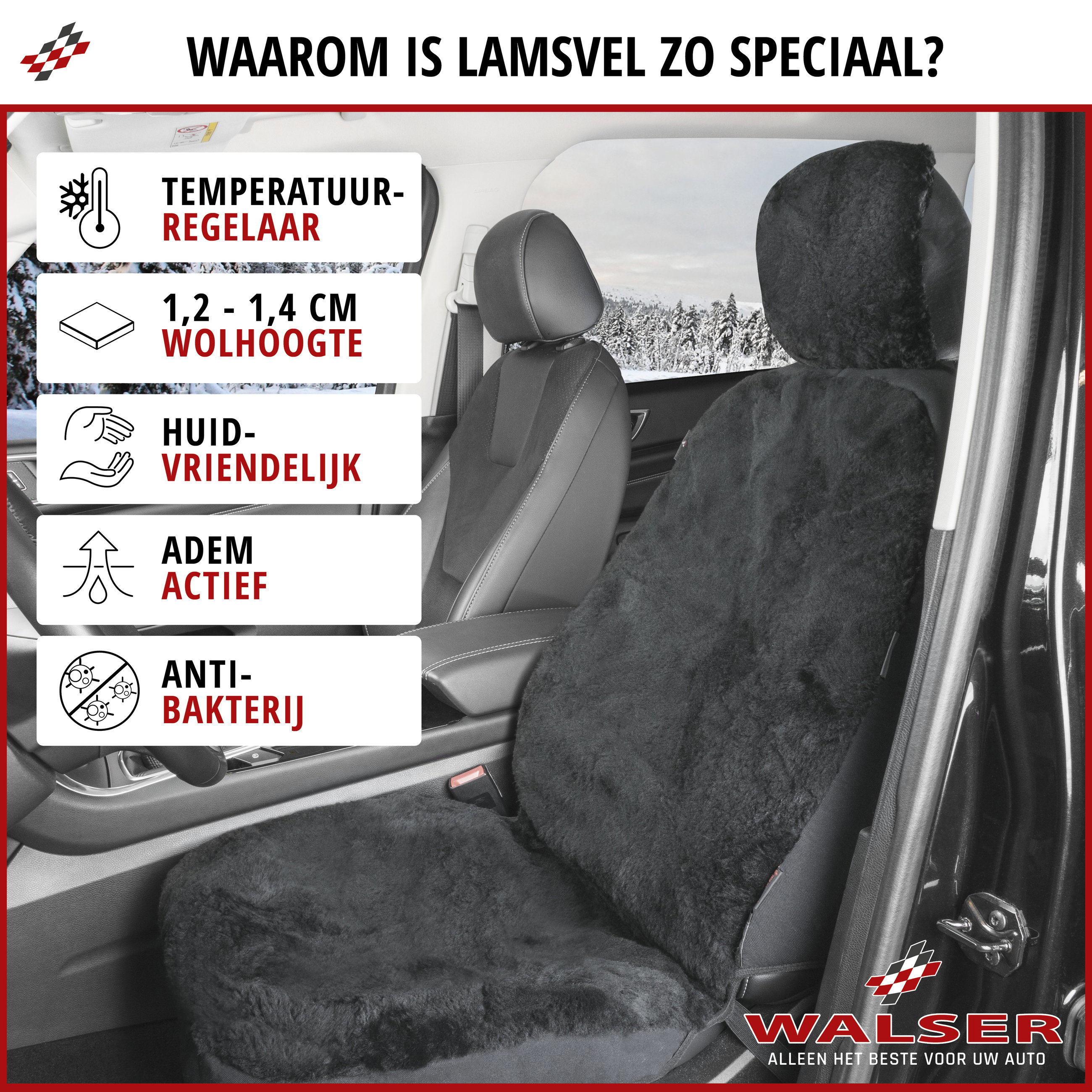 Autostoelhoes Lamsvel Iva zwart, 1 stuk