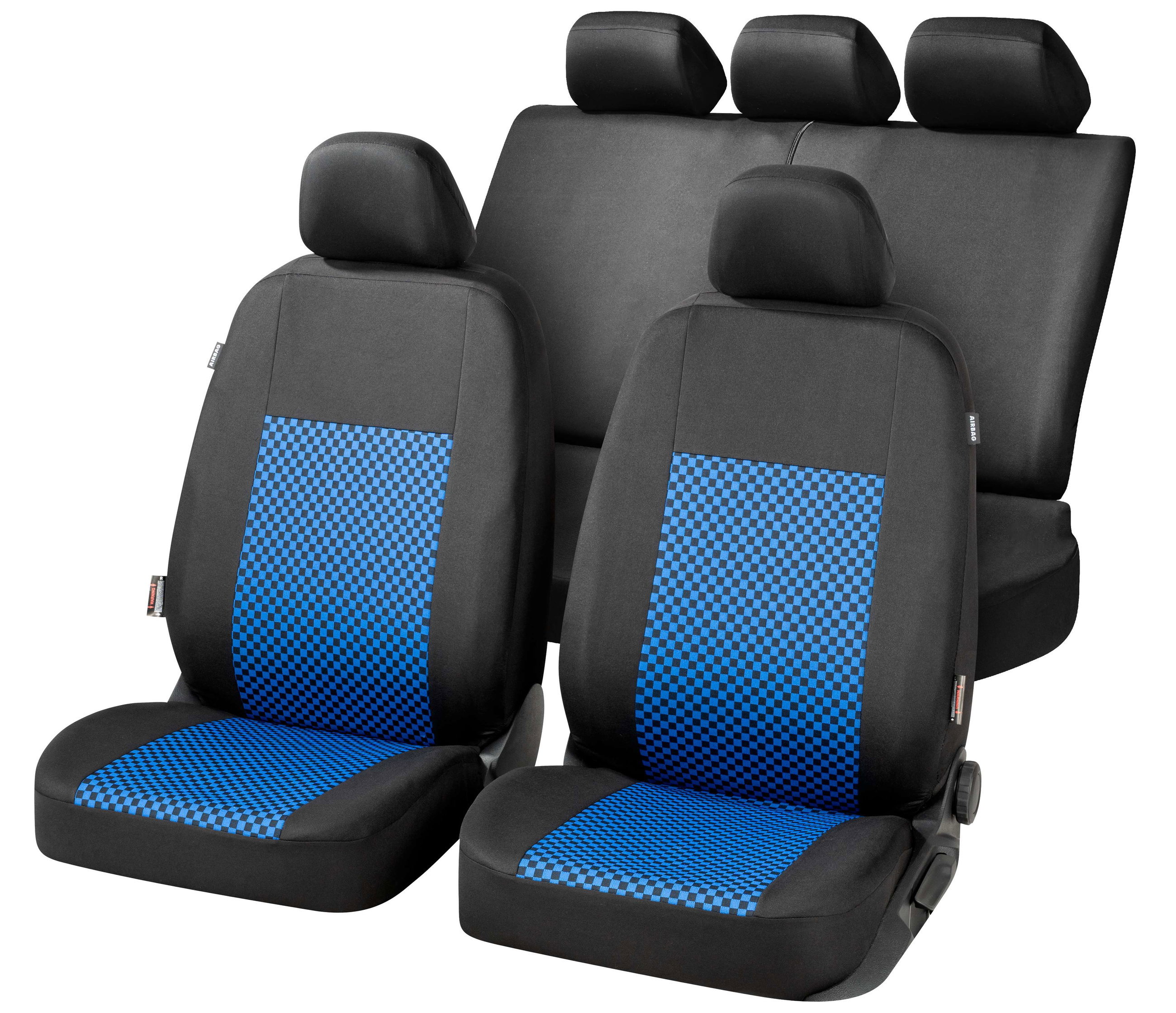 Housses de sièges Arran noir/bleu kit complet