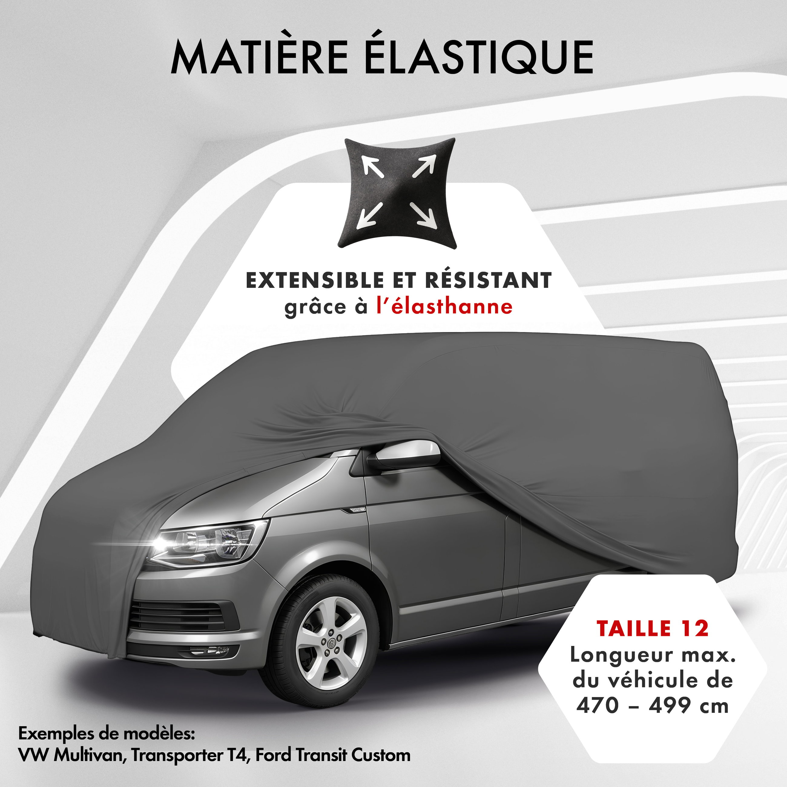 Bache de protection Indoor Stretch Plus, bache pour utilitaire/bus Taille 12 Bus anthracite