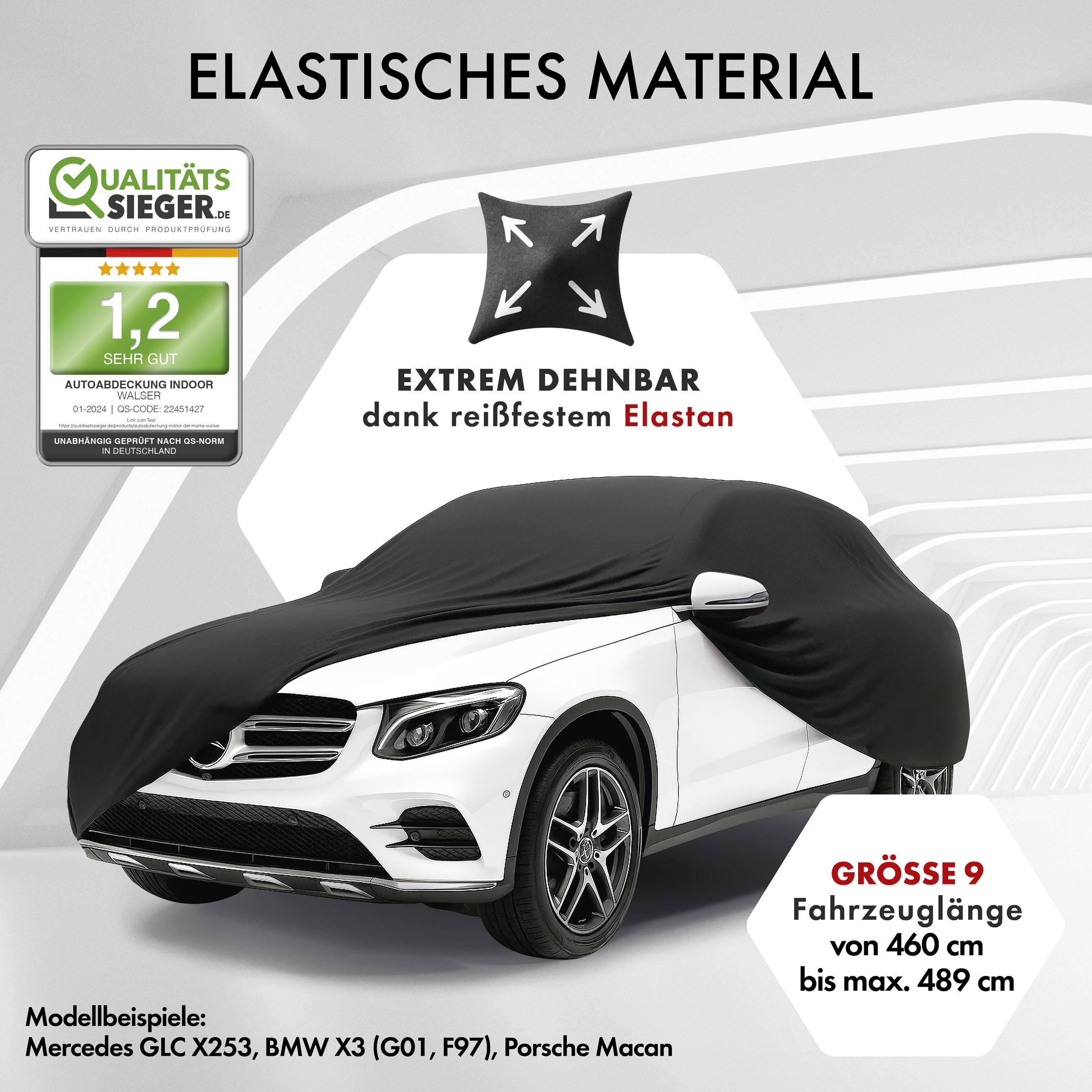 Autoplane Indoor Stretch Plus, PKW-Abdeckplane Größe 9 SUV/VAN schwarz