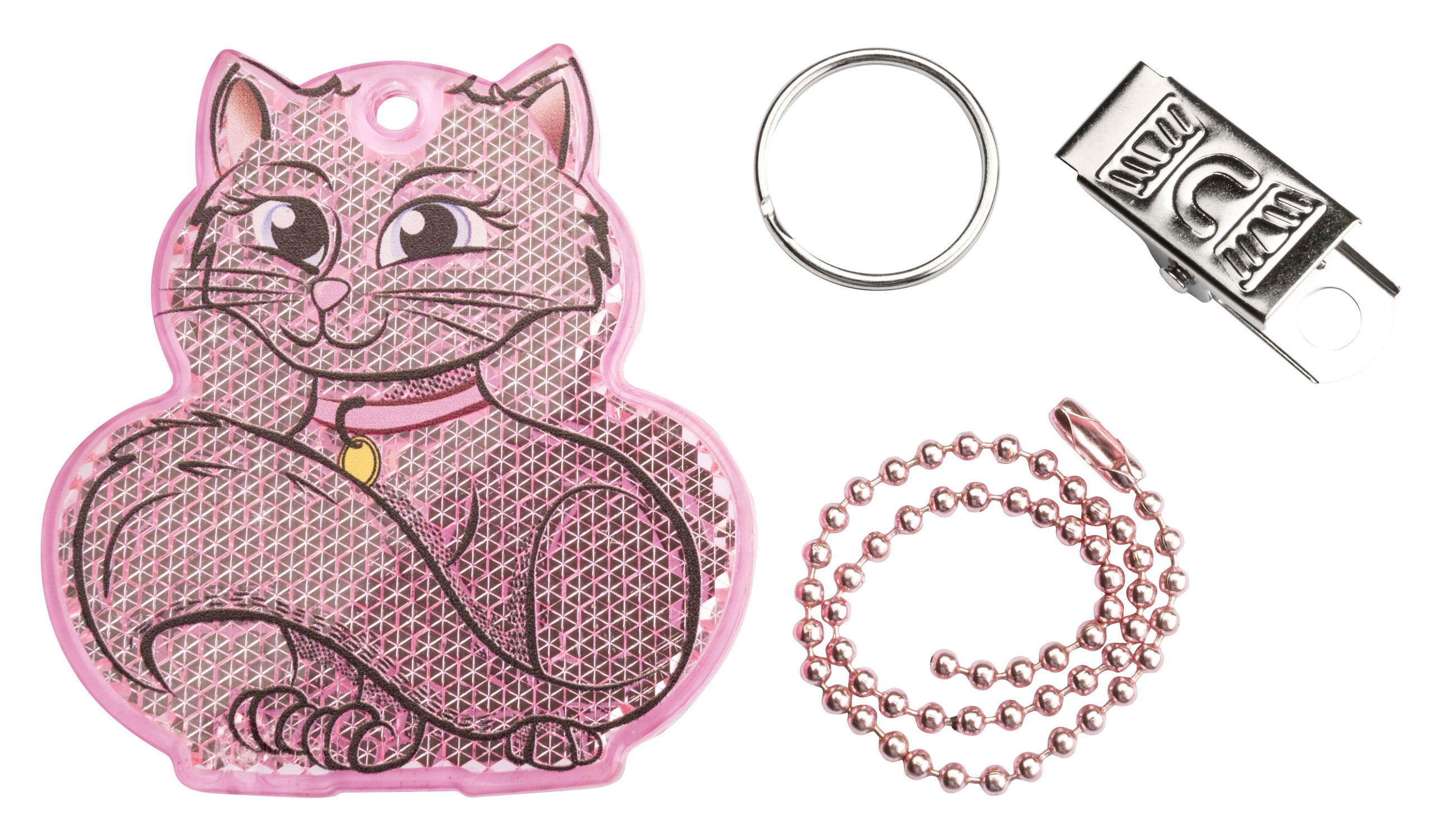 Pendentif réfléchissant chat pour enfants, pendentif réfléchissant rose