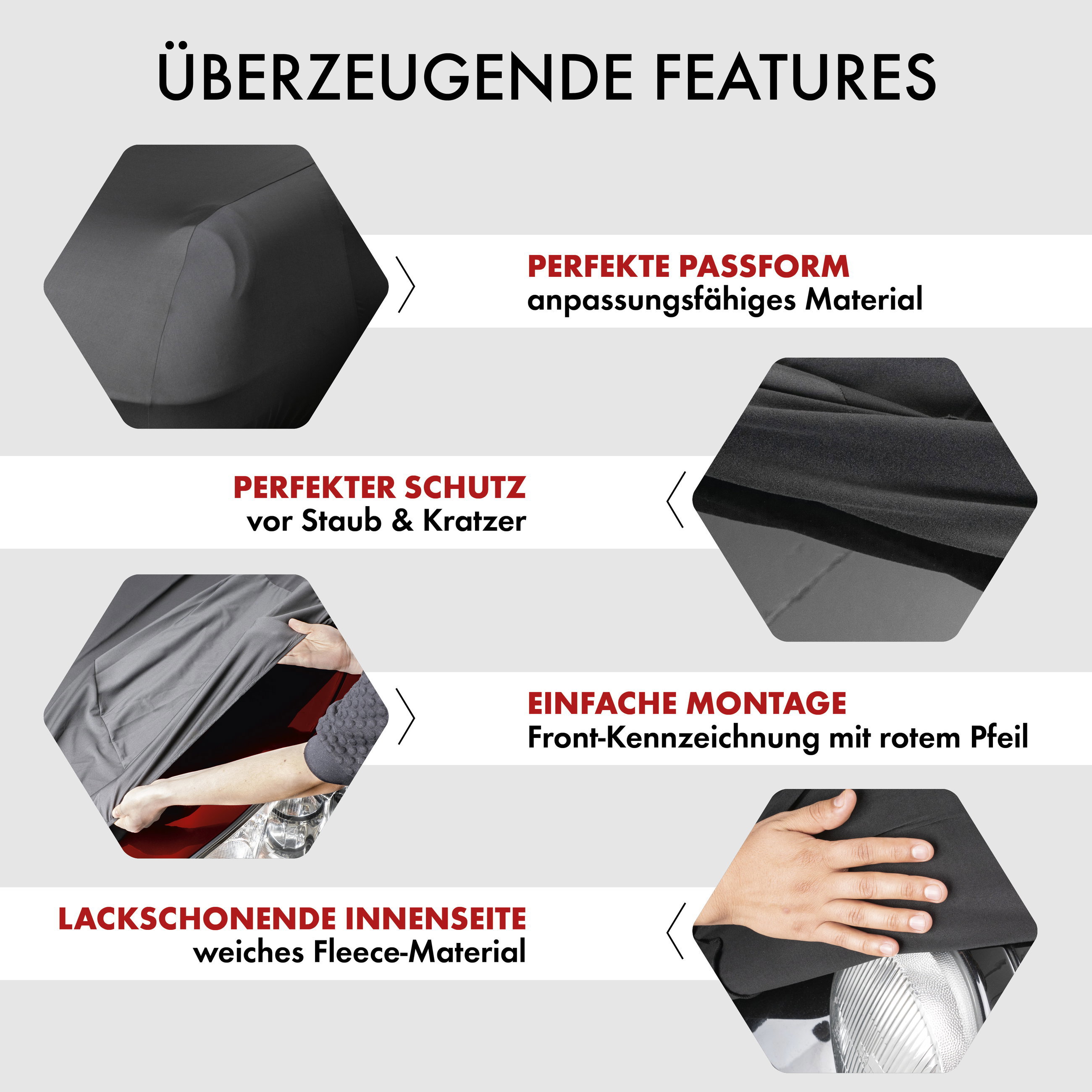 Stoffabdeckung, Fleece-Innenfutter, Schwarz, Schutzabdeckung, Montagehilfe