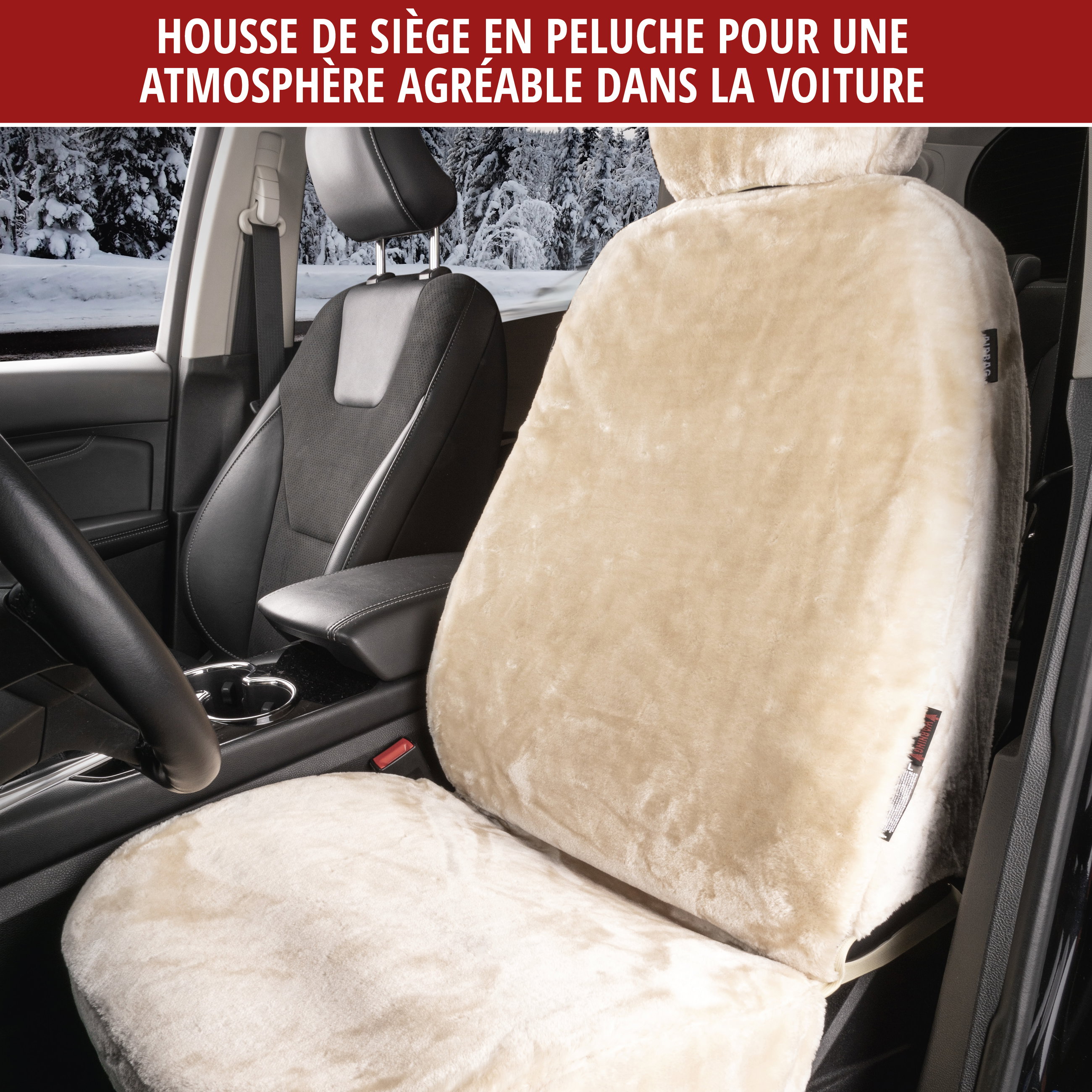 Housse de siège auto Teddy en fausse fourrure, protection de siège individuel, revêtement en fausse fourrure beige, 1 pièce