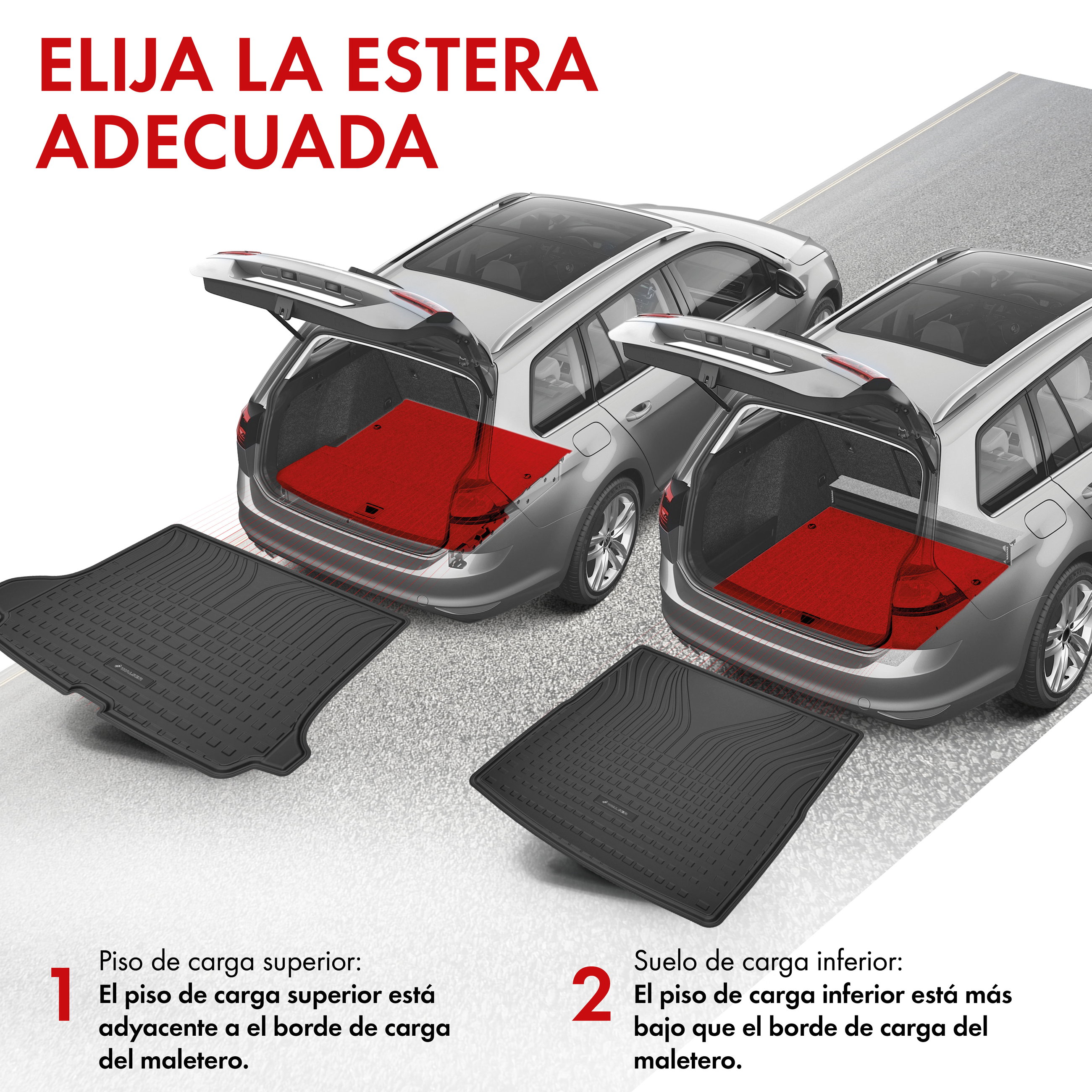 Premium bandeja de maletero Roadmaster para Skoda Superb III (3V3) 03/2015-2023, profundo suelo de carga