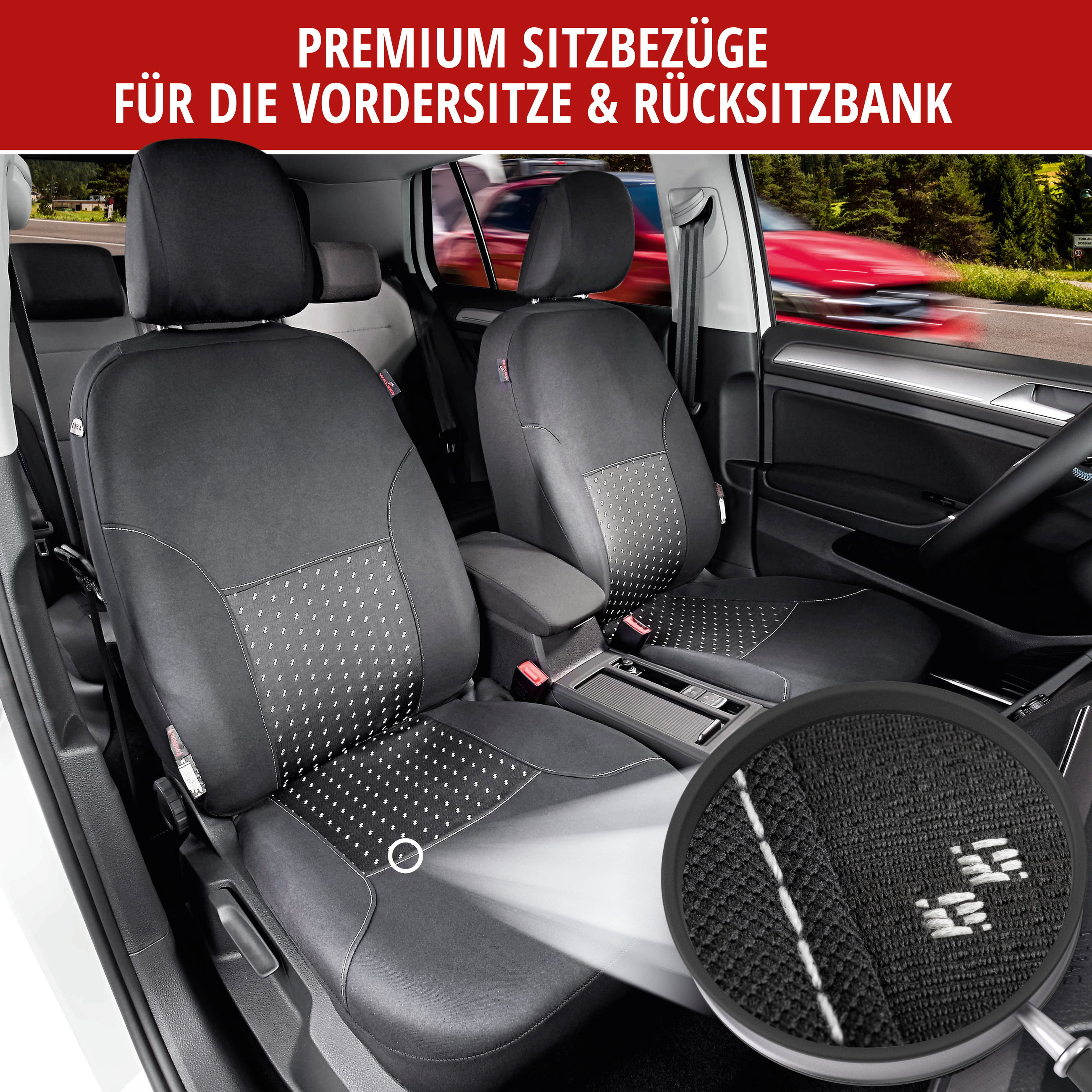 Autositzbezug Premium DotSpot, PKW-Schonbezüge Komplettset grau/schwarz