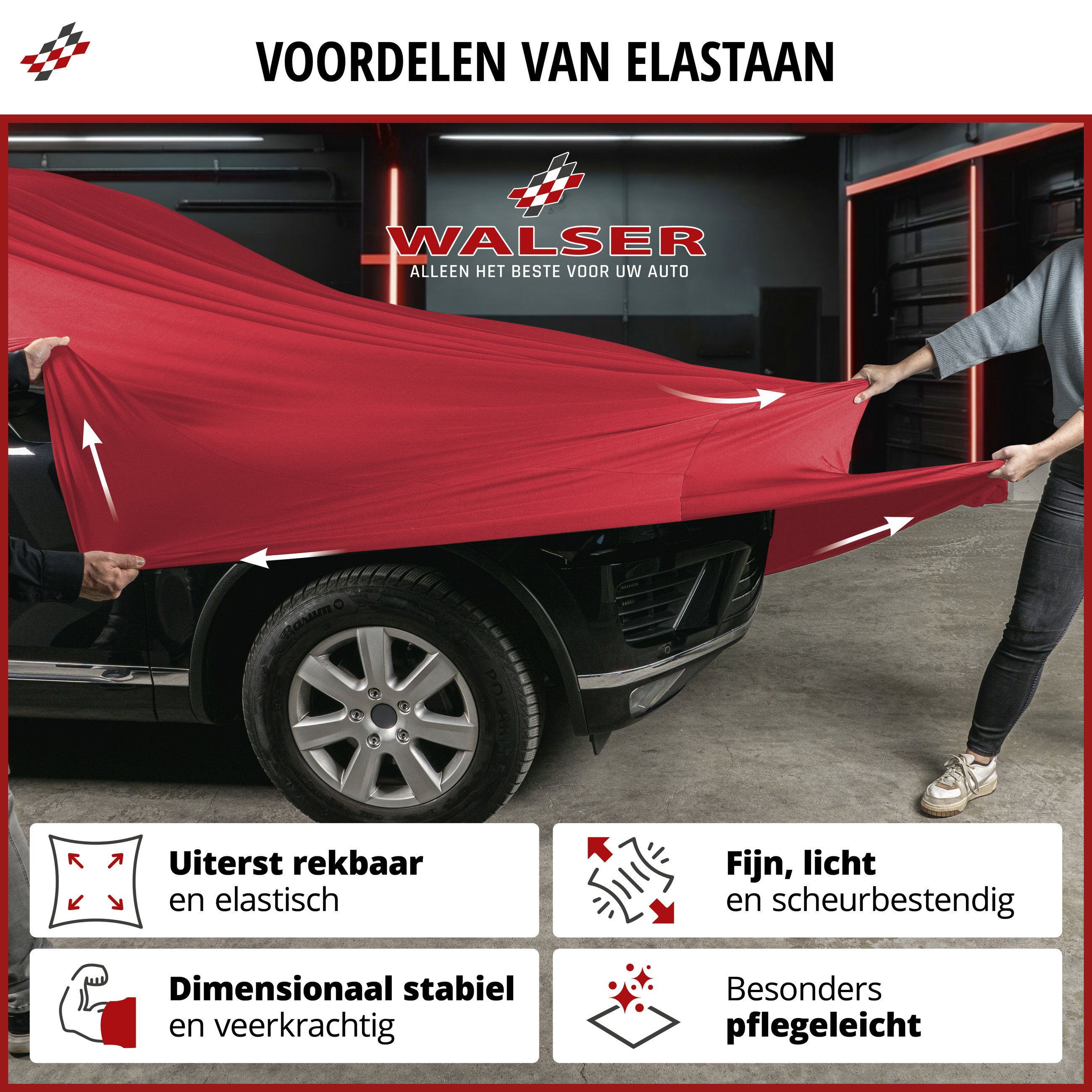 Autodekzeil Indoor Stretch Plus, autodekzeil maat 1 auto rood