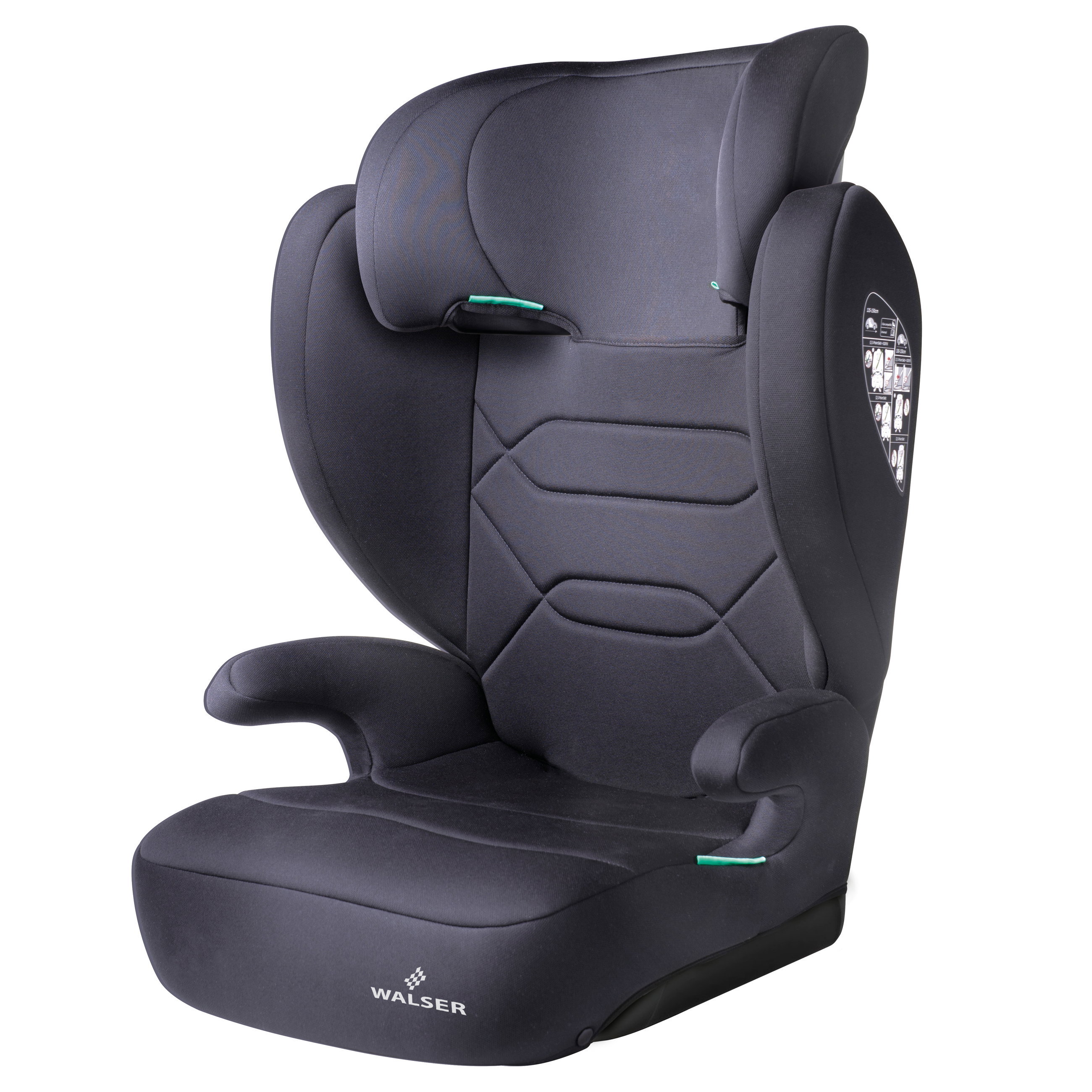 Numa car child seat, comfortable child seat (3-8 years) 100-150 cm, 2in1 car child seat with removable backrest and adjustable headrest ECE R 129 certified anthracite
