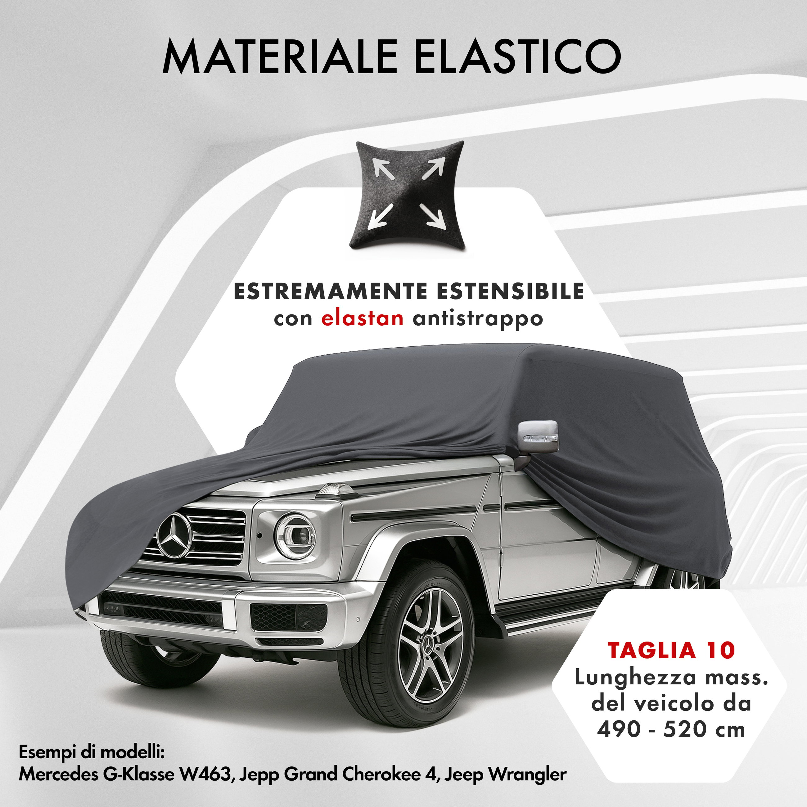 Premium Telo Copriauto da interno Indoor Stretch Plus, Copertura protettiva per uso interno Misura 10 SUV/VAN antracite