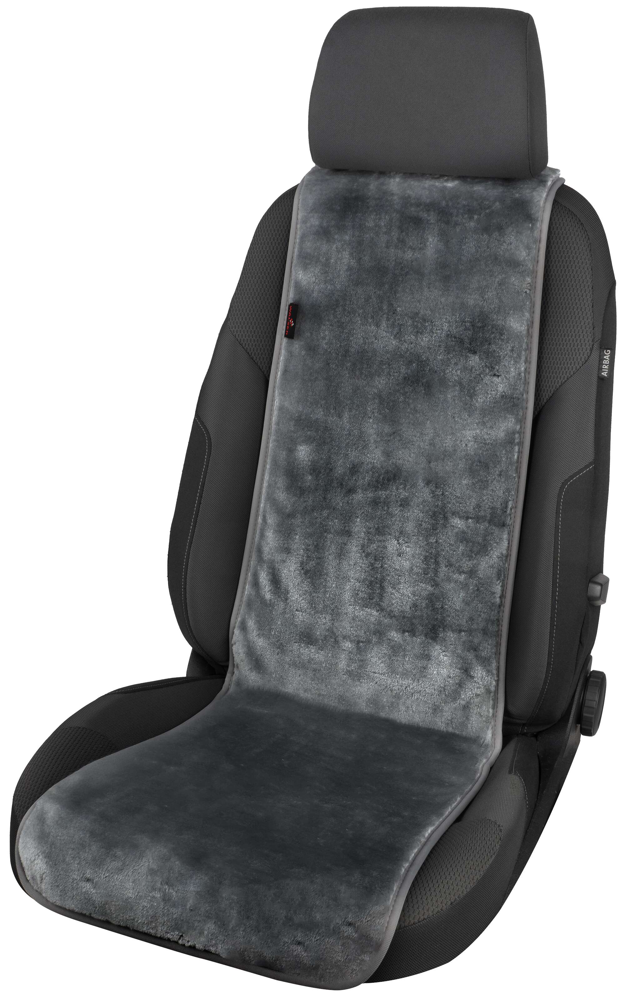 Auto Sitzauflage Teddy, Kunstfell PKW Sitzschoner für Einzelsitz, Kunstfellbezug anthrazit, 1 Stück