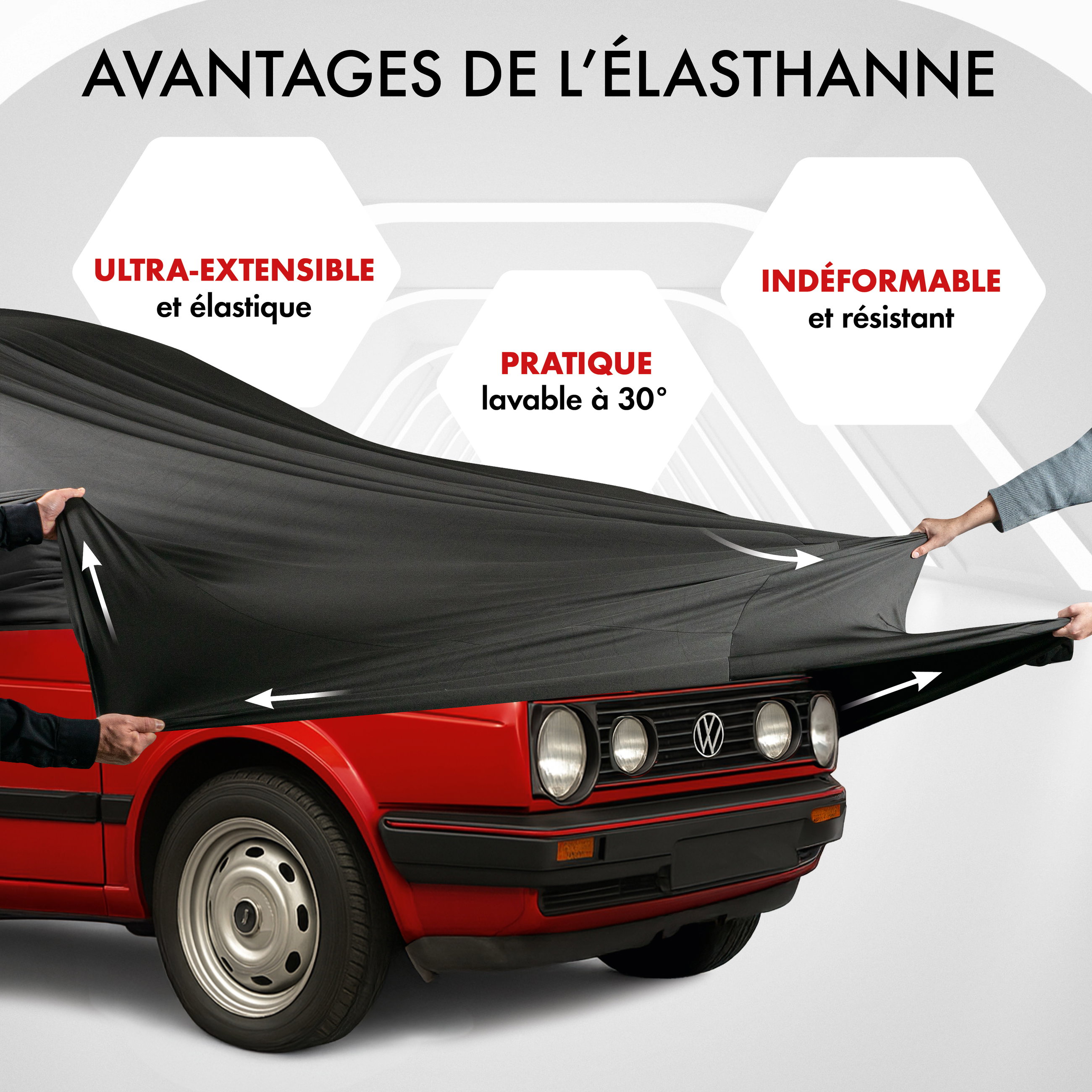 Premium housse de voiture Indoor Stretch, bâche complet pour l'interieur Plus taille 1 voiture noir
