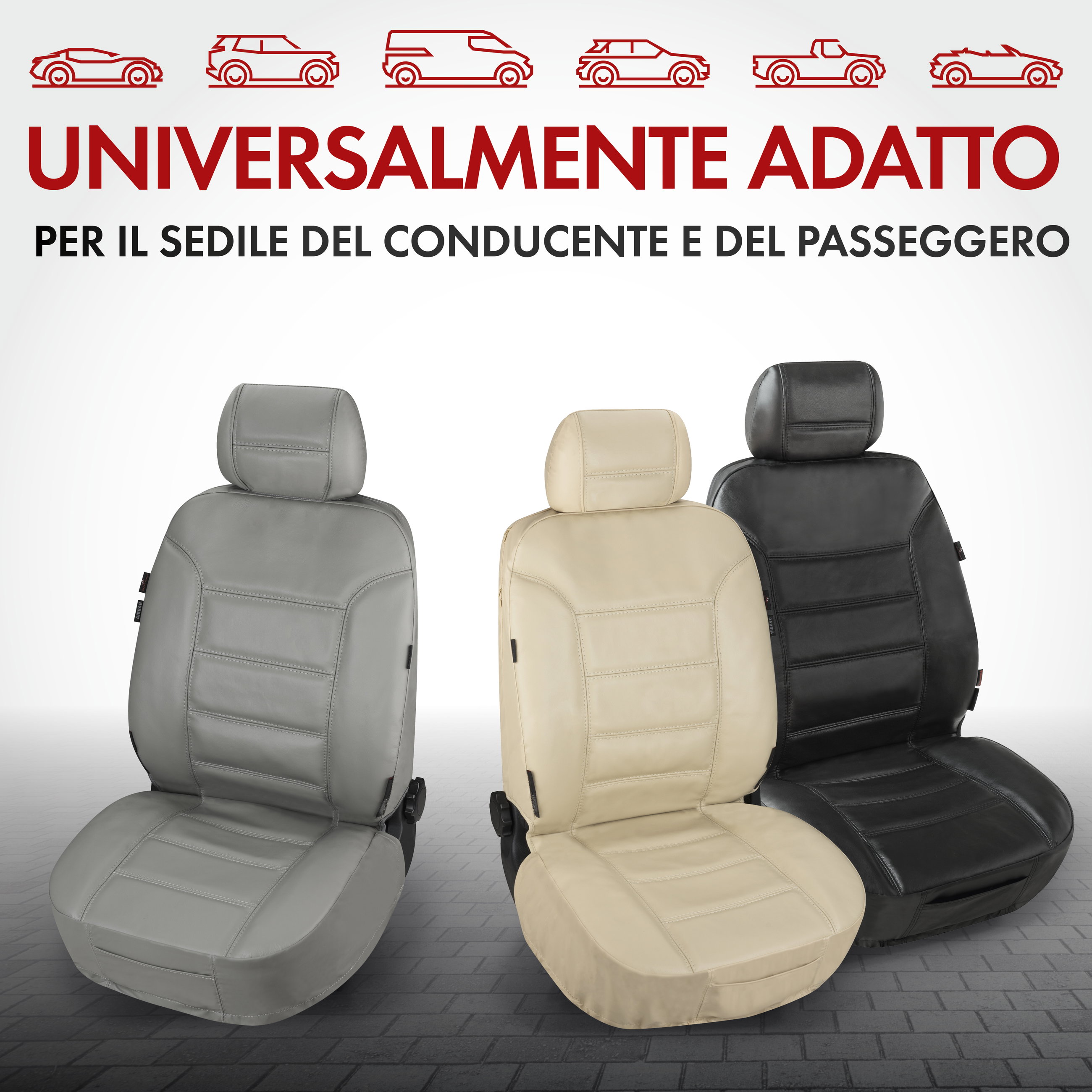 Coprisedili auto Billy in vera pelle beige ZIPP-IT, 1 pezzo