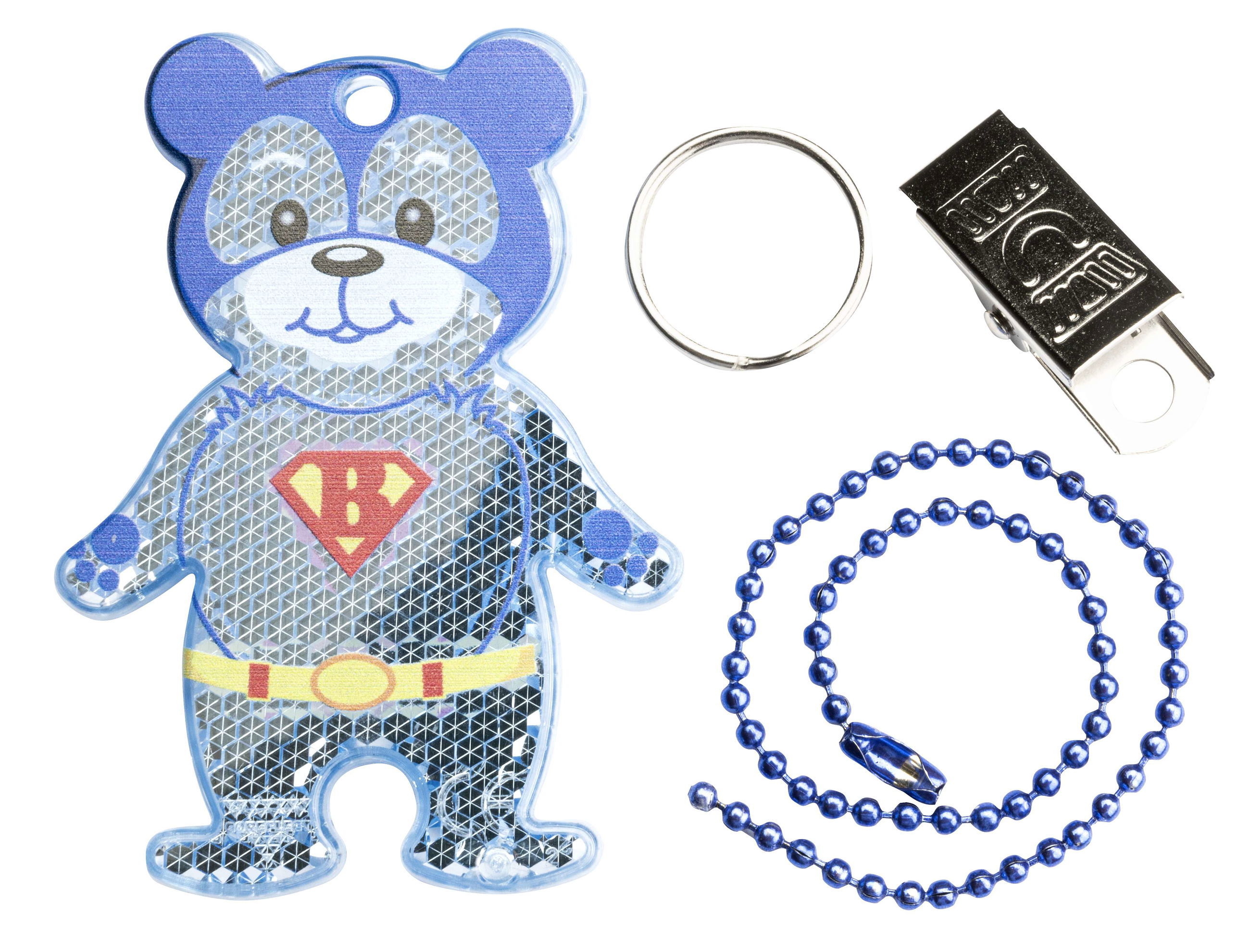 Pendentif réfléchissant pour enfants Ours, pendentif réfléchissant bleu Pendentif réfléchissant pour enfants Ours, pendentif réfléchissant bleu