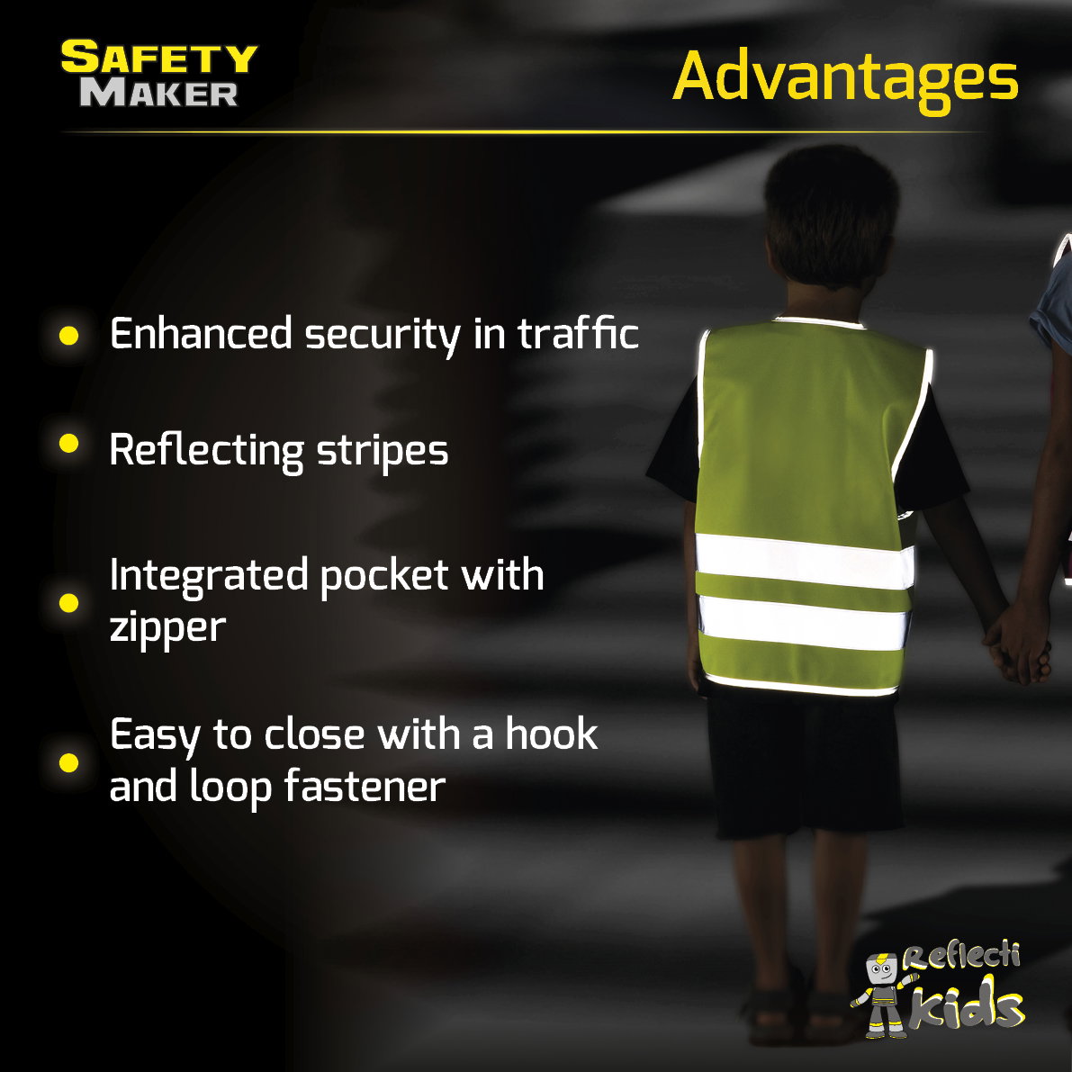 Safety vest 7-14 years yellow
