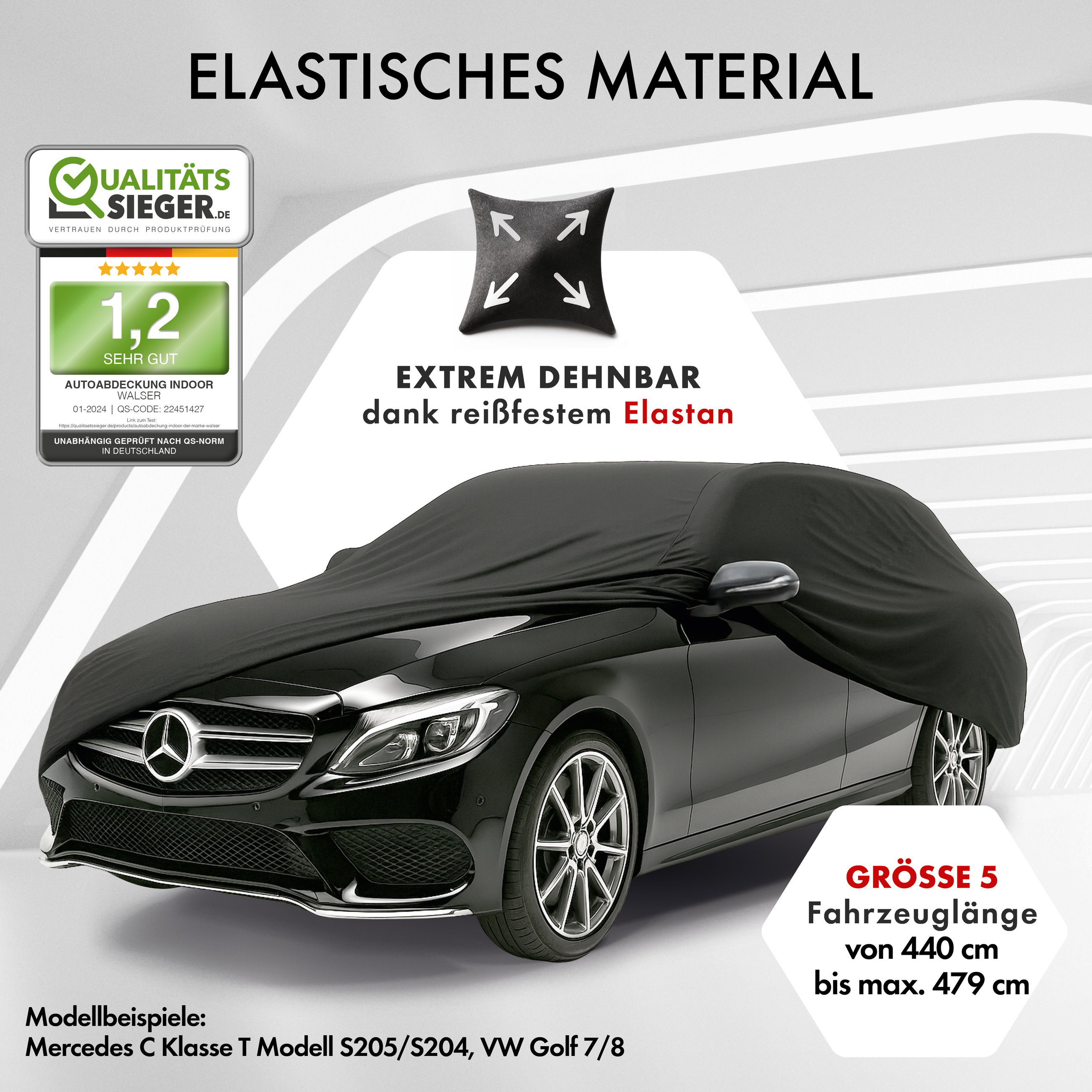 Autoplane Indoor Stretch Plus, PKW-Abdeckplane Größe 5 Kombi schwarz