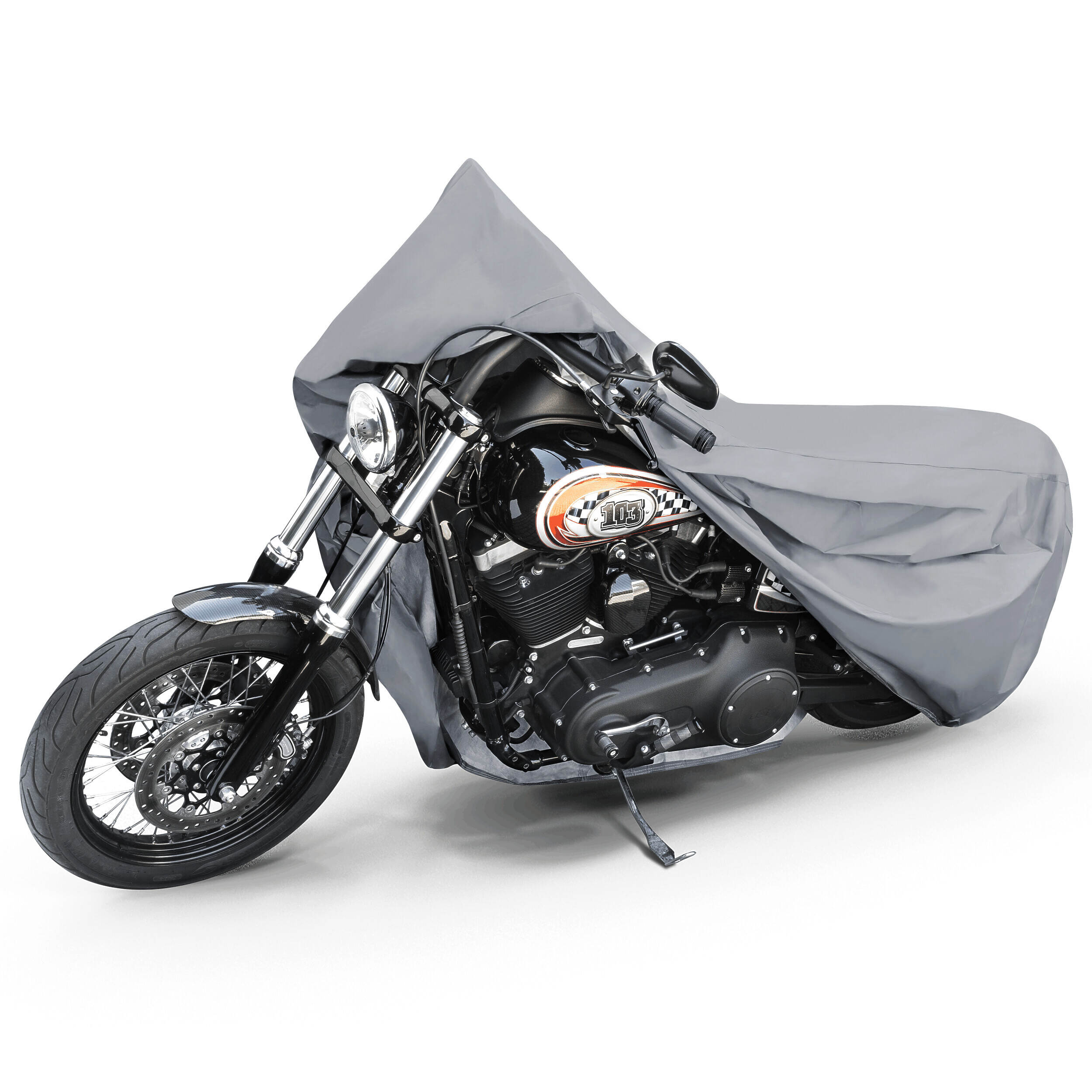 Premium Bâche de protection pour moto L, Bâche de protection pour moto en PVC robuste, Garage pour moto étanche - 250x100x130 cm gris, Walser 