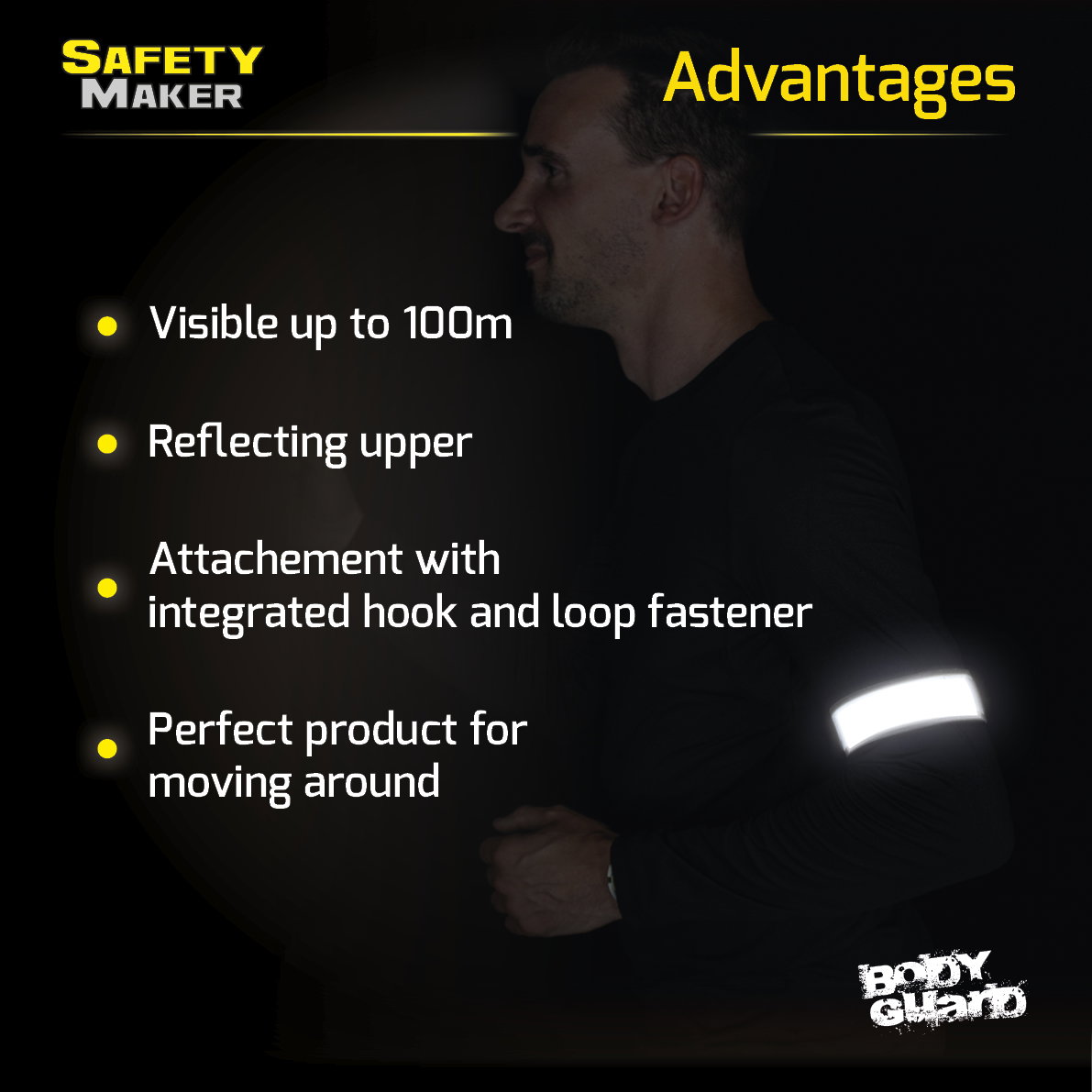 Reflekterende bånd 2 stk., reflekterende armbånd sølv/sort