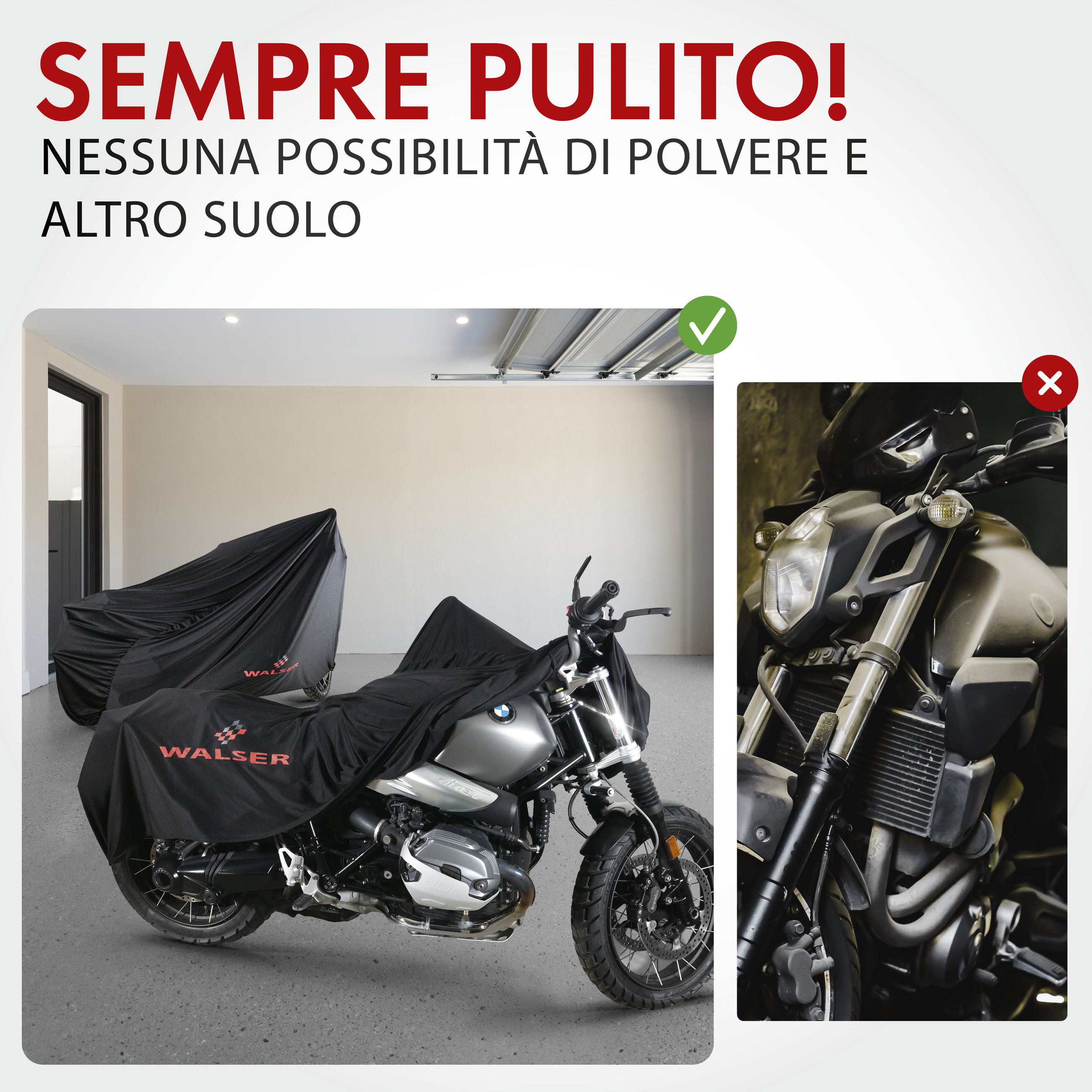 Telone per moto Indoor Stretch M, telone traspirante per moto da interno, garage per moto da interno - 215x95x120 cm nero