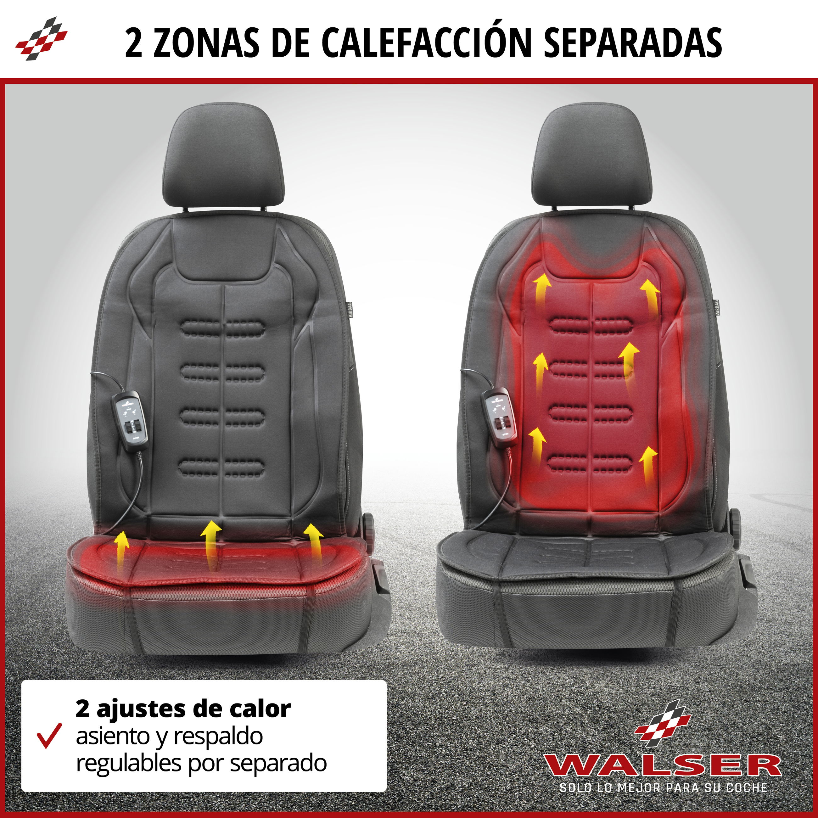 Kissen, Dekoration für Zuhause, asiento de coche, calentamiento de asiento, calefacción de dos zonas, ajustable, accesorio para coche