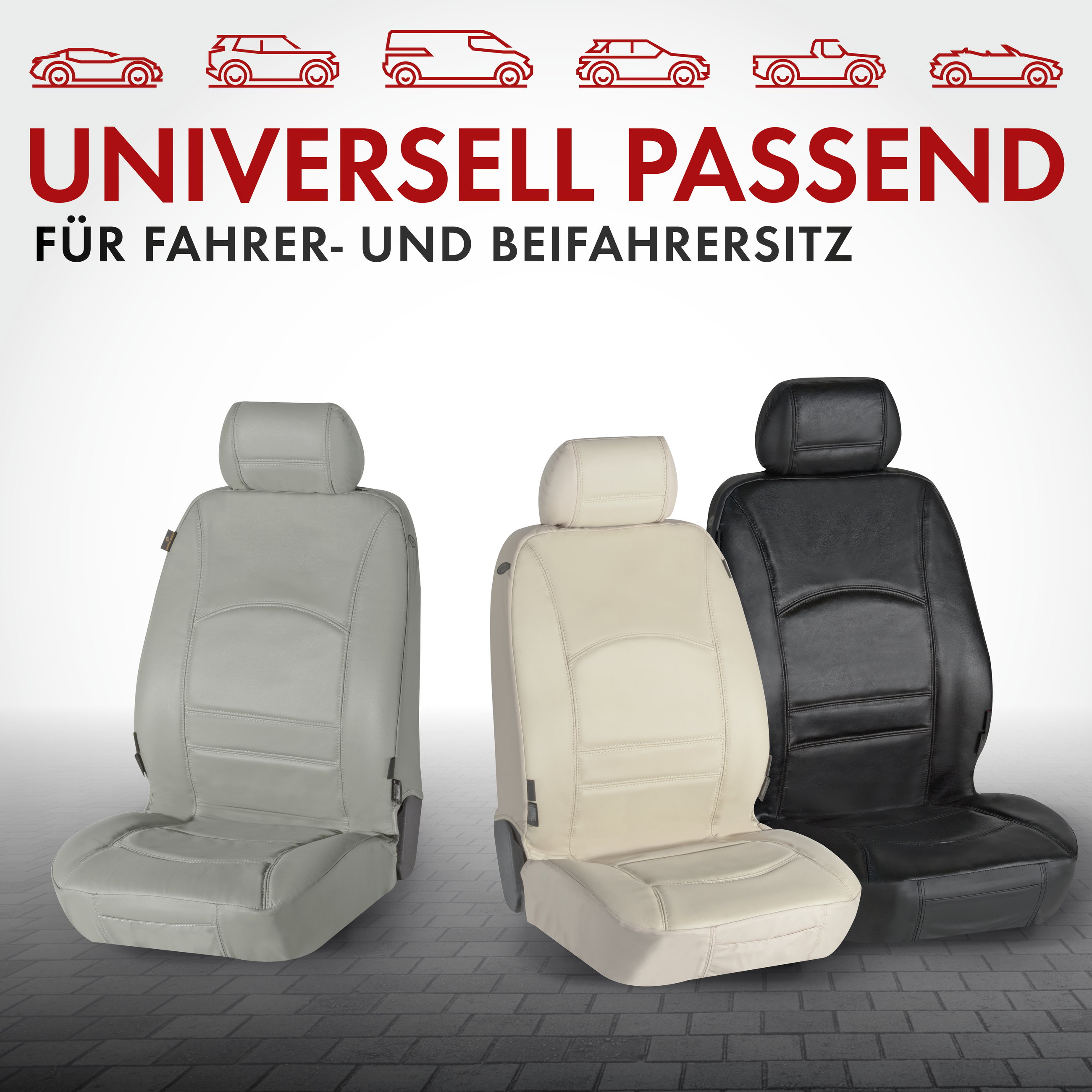 Autositzbezug Ranger aus echtem Leder, PKW-Schonbezug Einzelsitz, Leder-Sitzbezug schwarz, 1 Stück