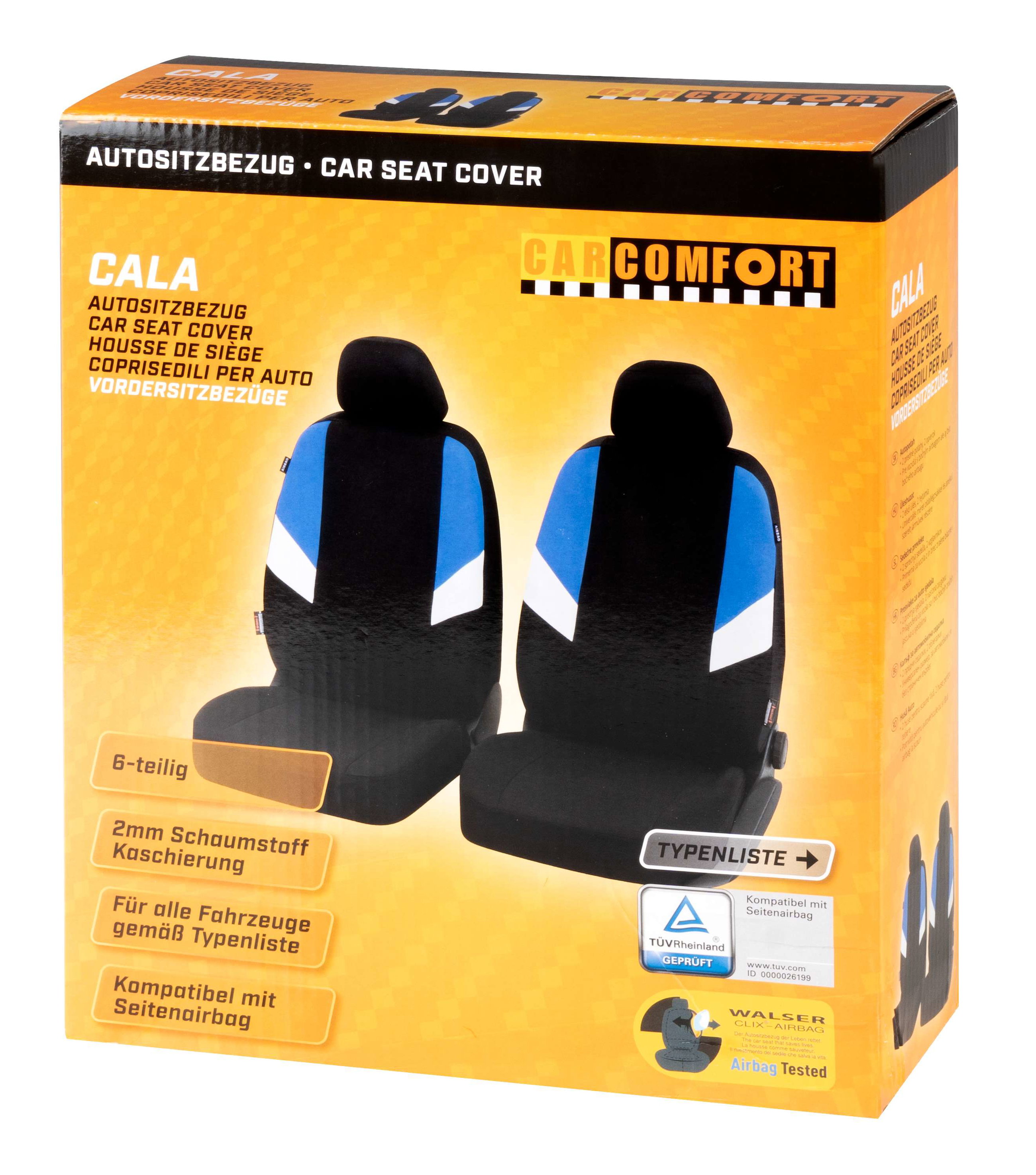 Autositzbezug Cala, PKW-Schonbezüge für 2 Vordersitze schwarz/blau/weiß