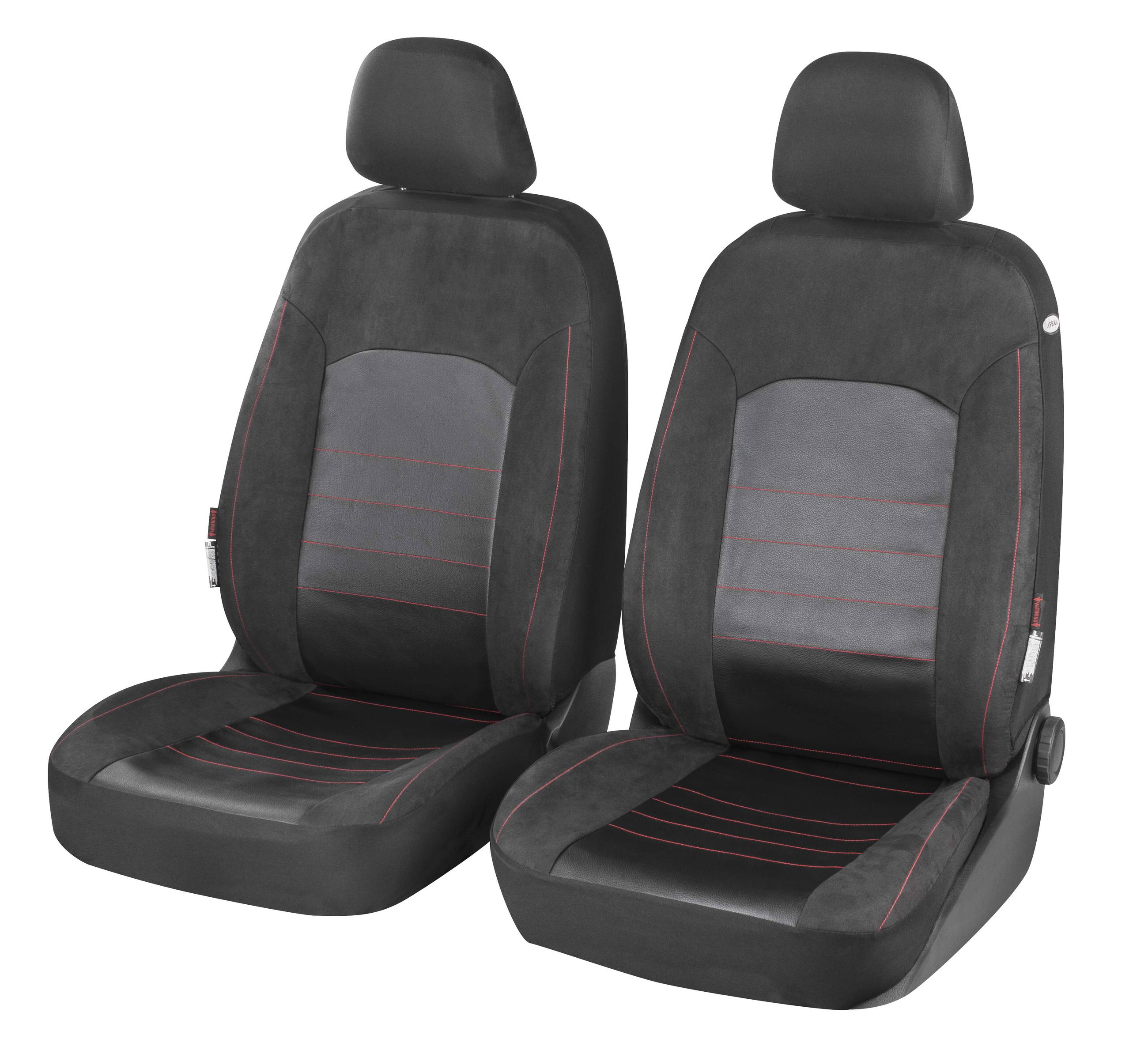 Housse de siège auto Amarilo 2VS 2pcs 2NS noir-rouge - ignifugé