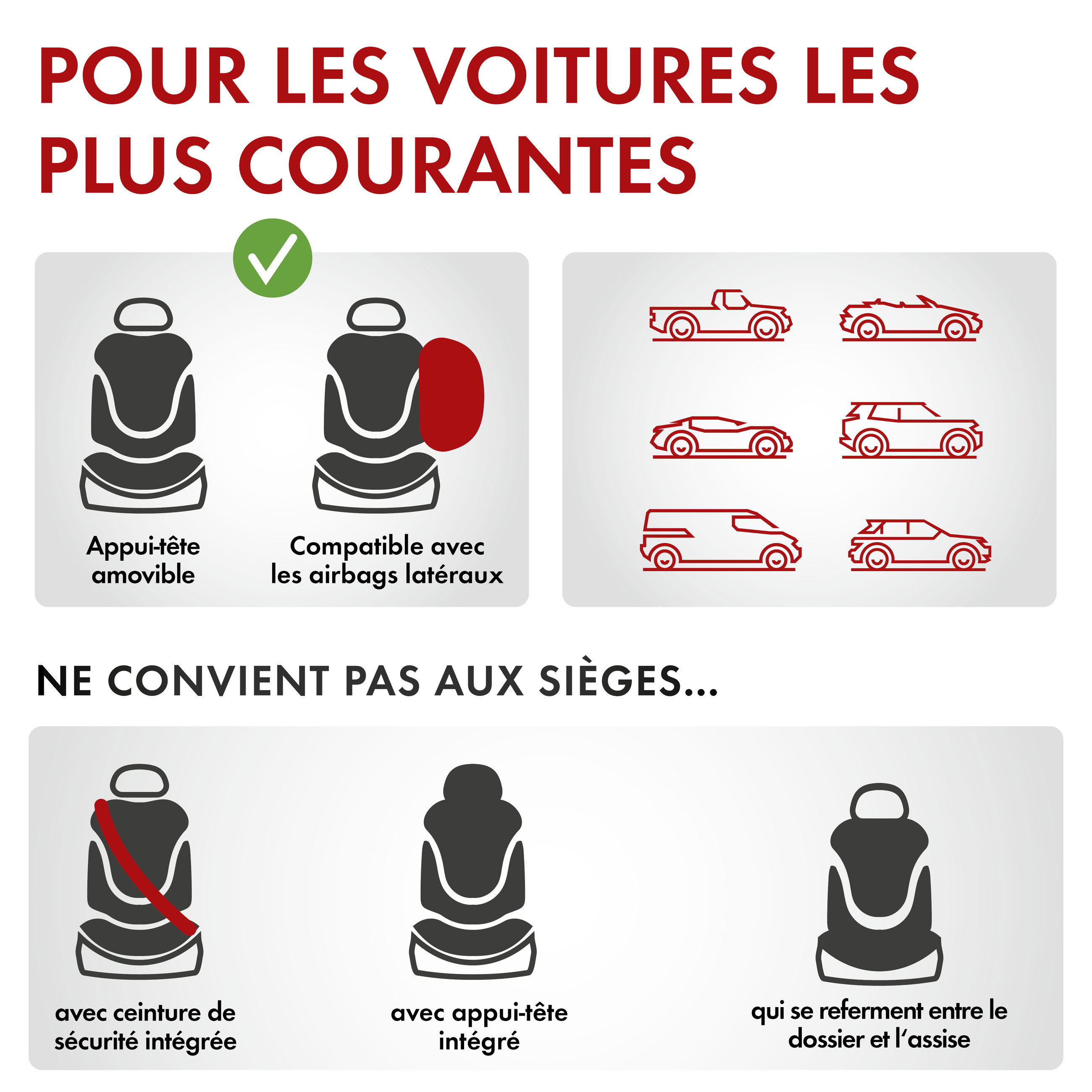 ZIPP IT Premium Housse de sièges Ardwell complet avec système de fermeture éclair noir/gris