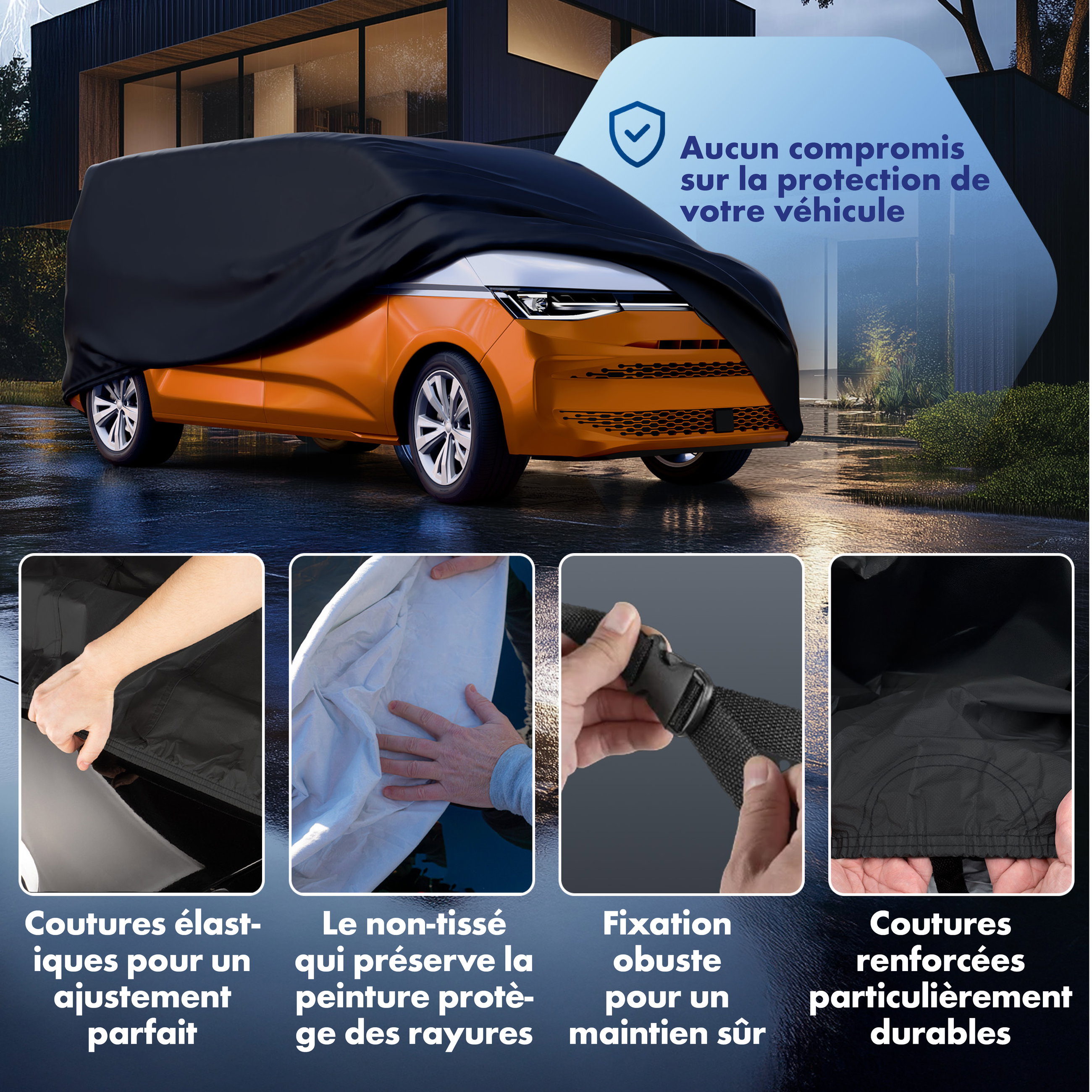 Housse de voiture All Weather, bâche pour bus taille 11 noir