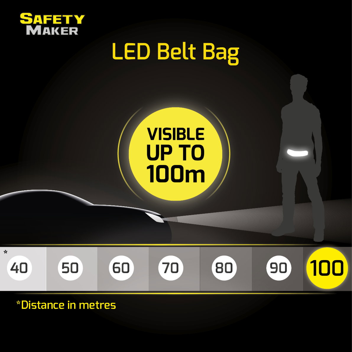 Pochette de ceinture LED noir rouge