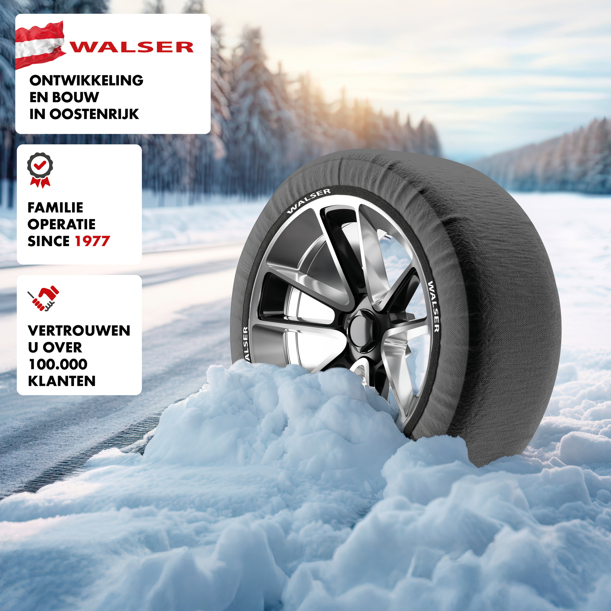 Premium Sneeuwkettingen Alternatief Easygo L, Textiel Sneeuwkettingen gehomologeerd volgens EU-norm 16662-1, Sneeuwkousen Set van 2 zwart/grijs
