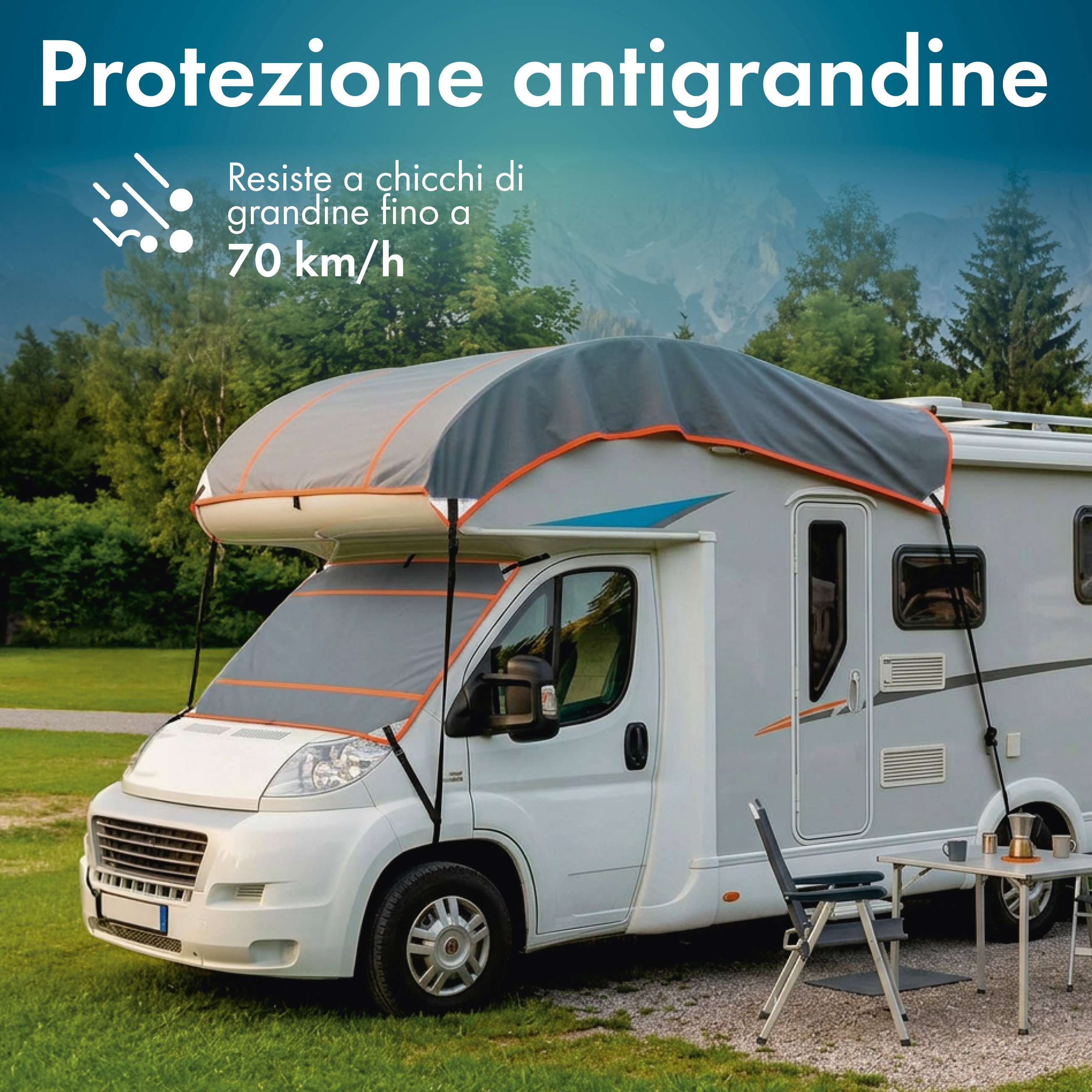 Camper/Caravan Telo di protezione antigrandine Perma Protect, Taglia M (300 x 200 cm), protezione antigrandine fino a 1,9 cm, argento