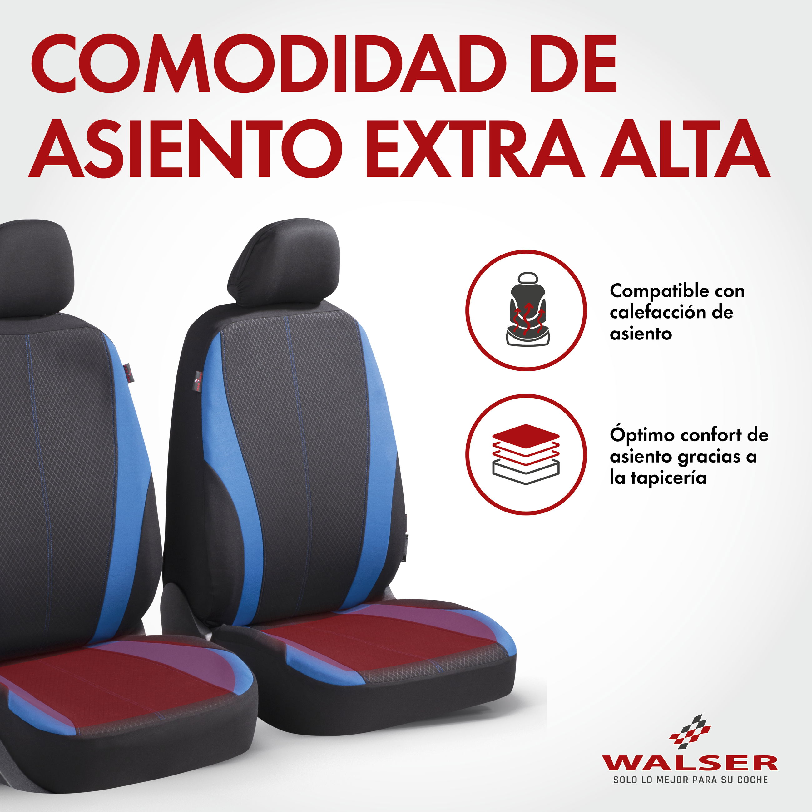 Funda de asiento ZIPP-IT Dundee, fundas protectoras de coche para 2 asientos delanteros con sistema de cremallera negro/azul