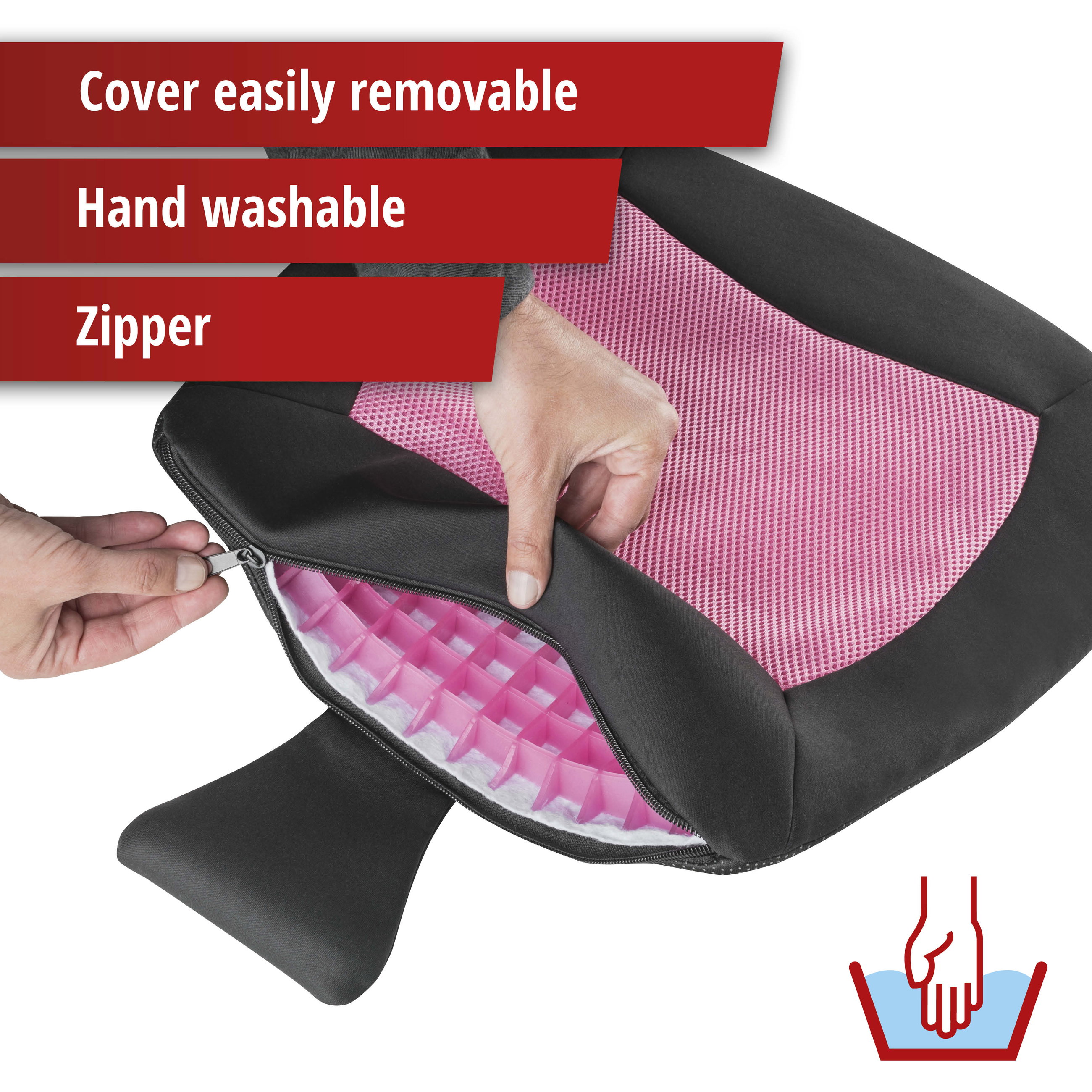 Sædepude Cool Touch sort-pink