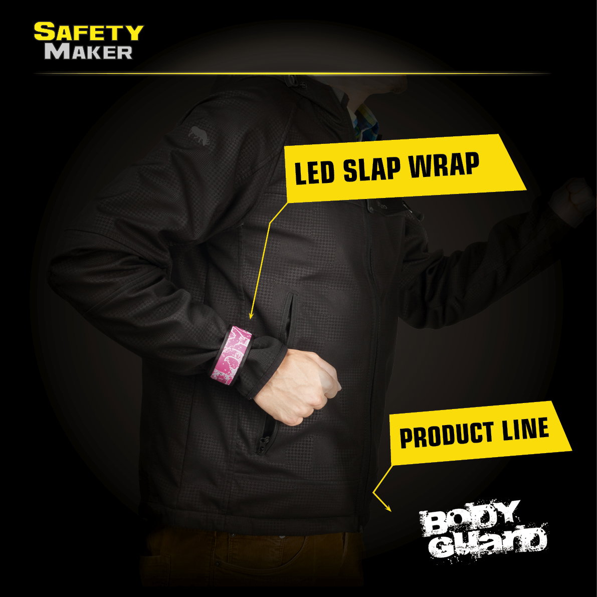 Ruban à clapet LED, Slap Wrap rose lumineux