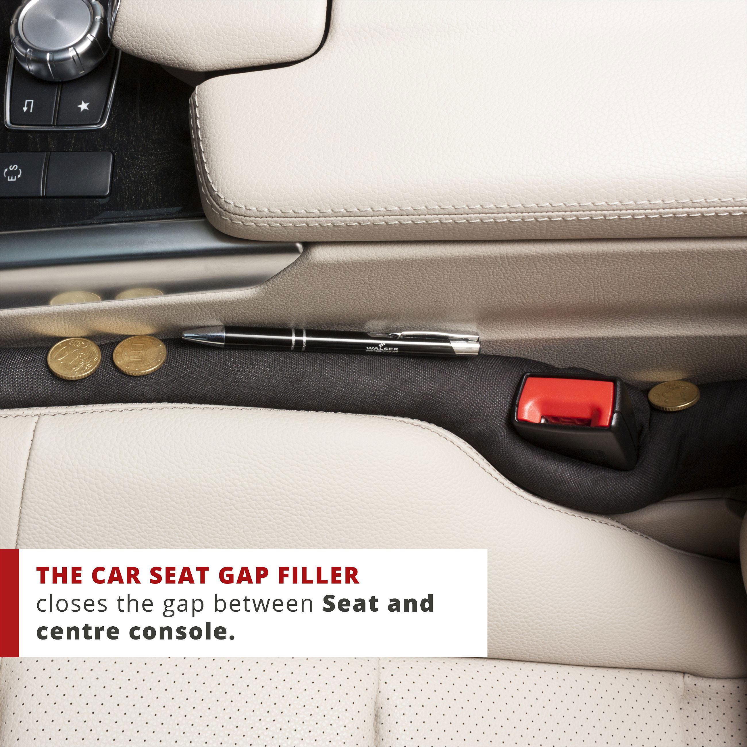 Car seat gap filler AntiDrop 2 pieces Closes the gap between seat and centre console 24048