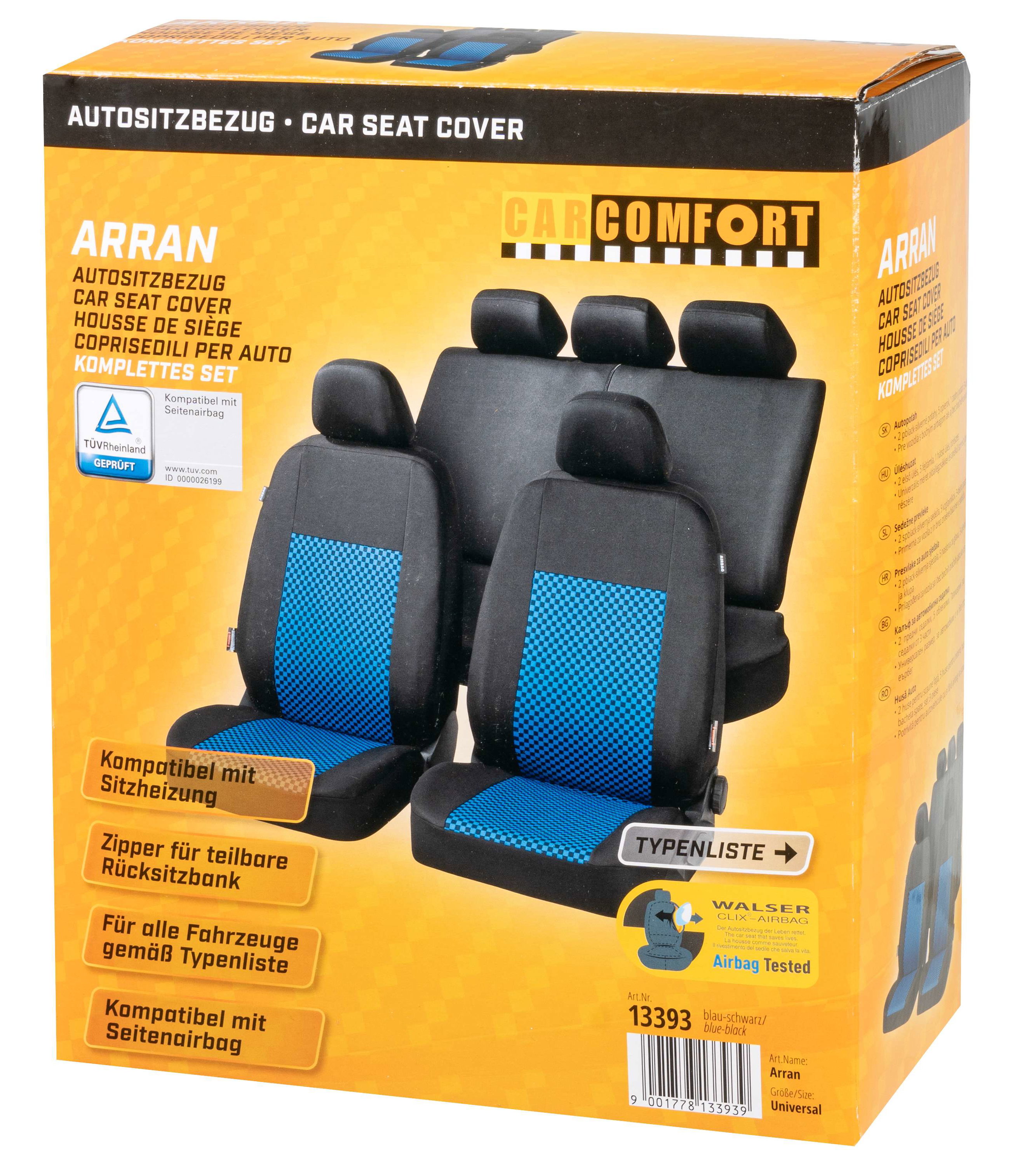 Coprisedili auto Arran set completo nerro/blu