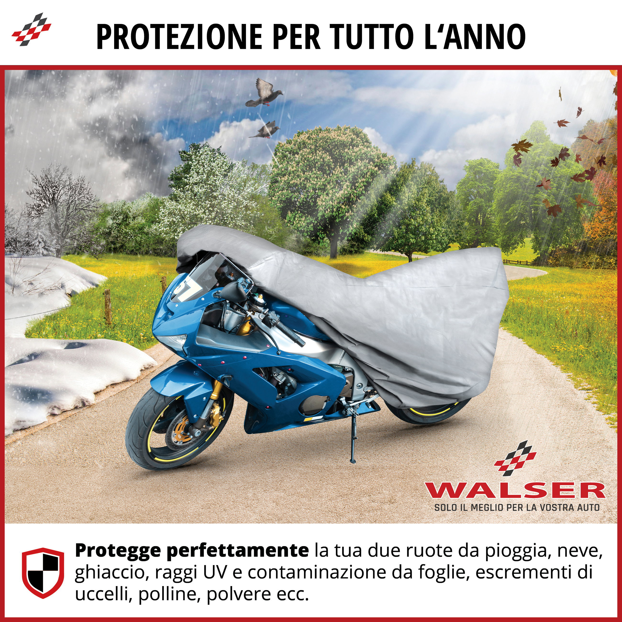 Telone per moto All Weather M, Telone per moto, Garage per moto impermeabile - 215x95x120 cm argento