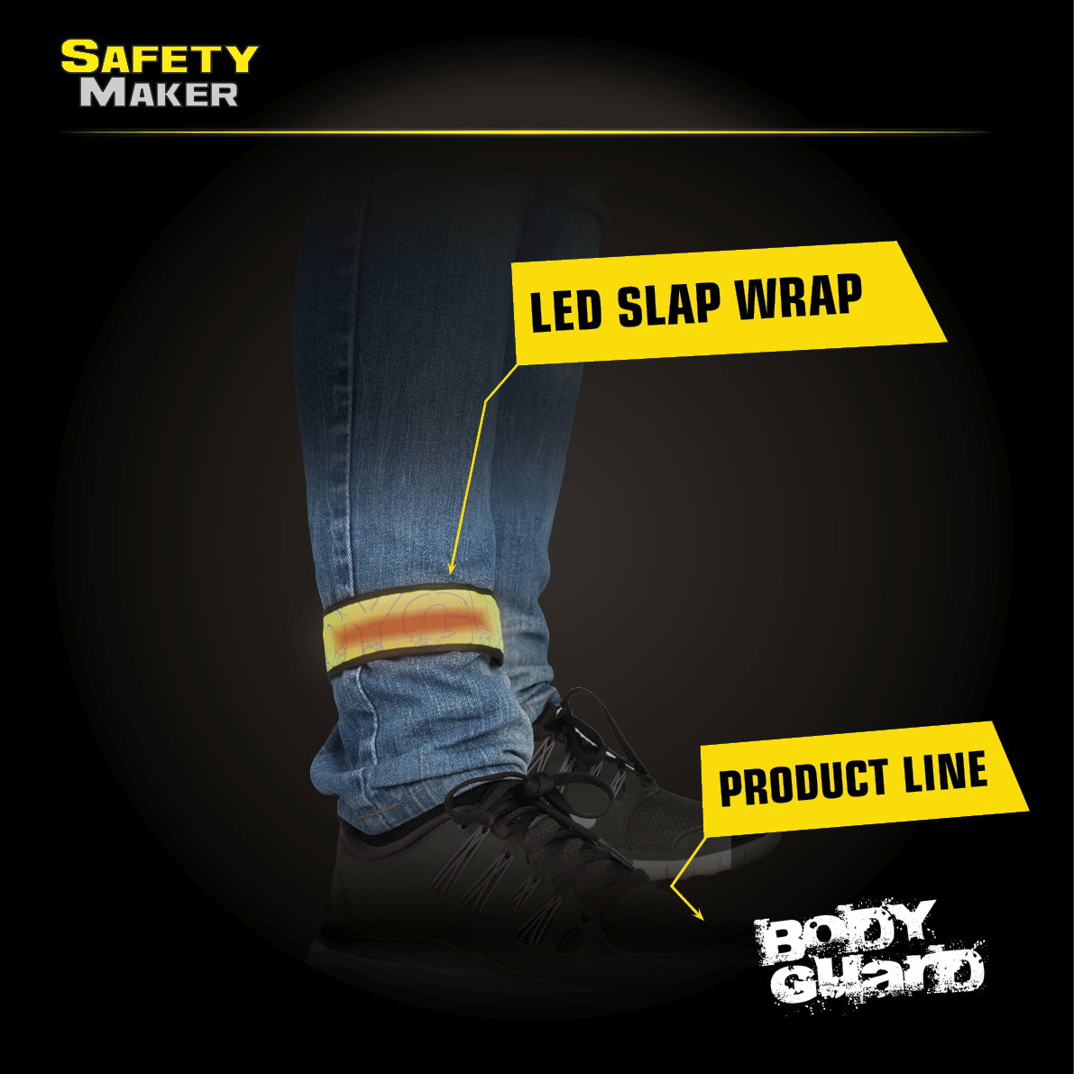 LED klakbånd, lysende Slap Wrap gul