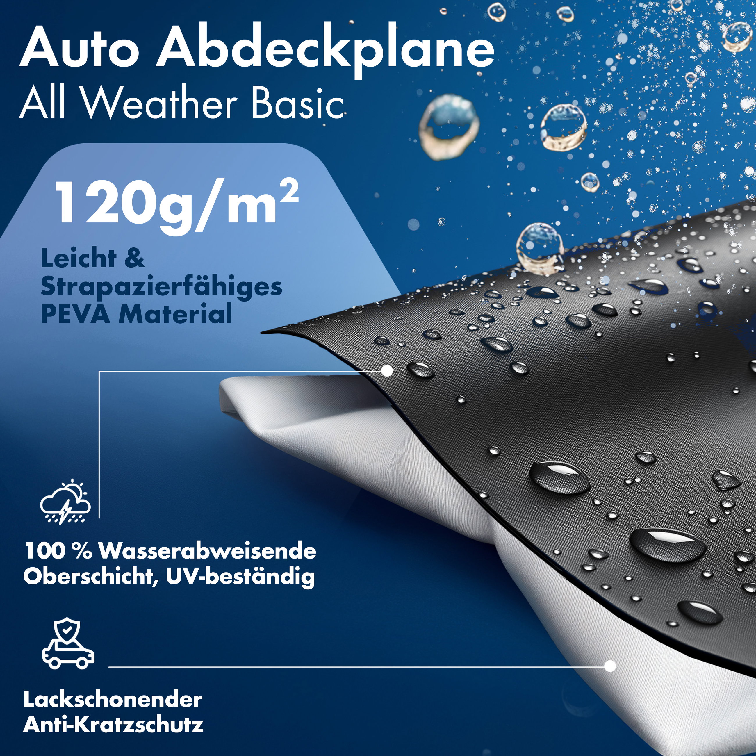 Abdeckplane Auto All Weather, Autoplane Vollgarage Größe 7 SUV/VAN, Autoabdeckung schwarz