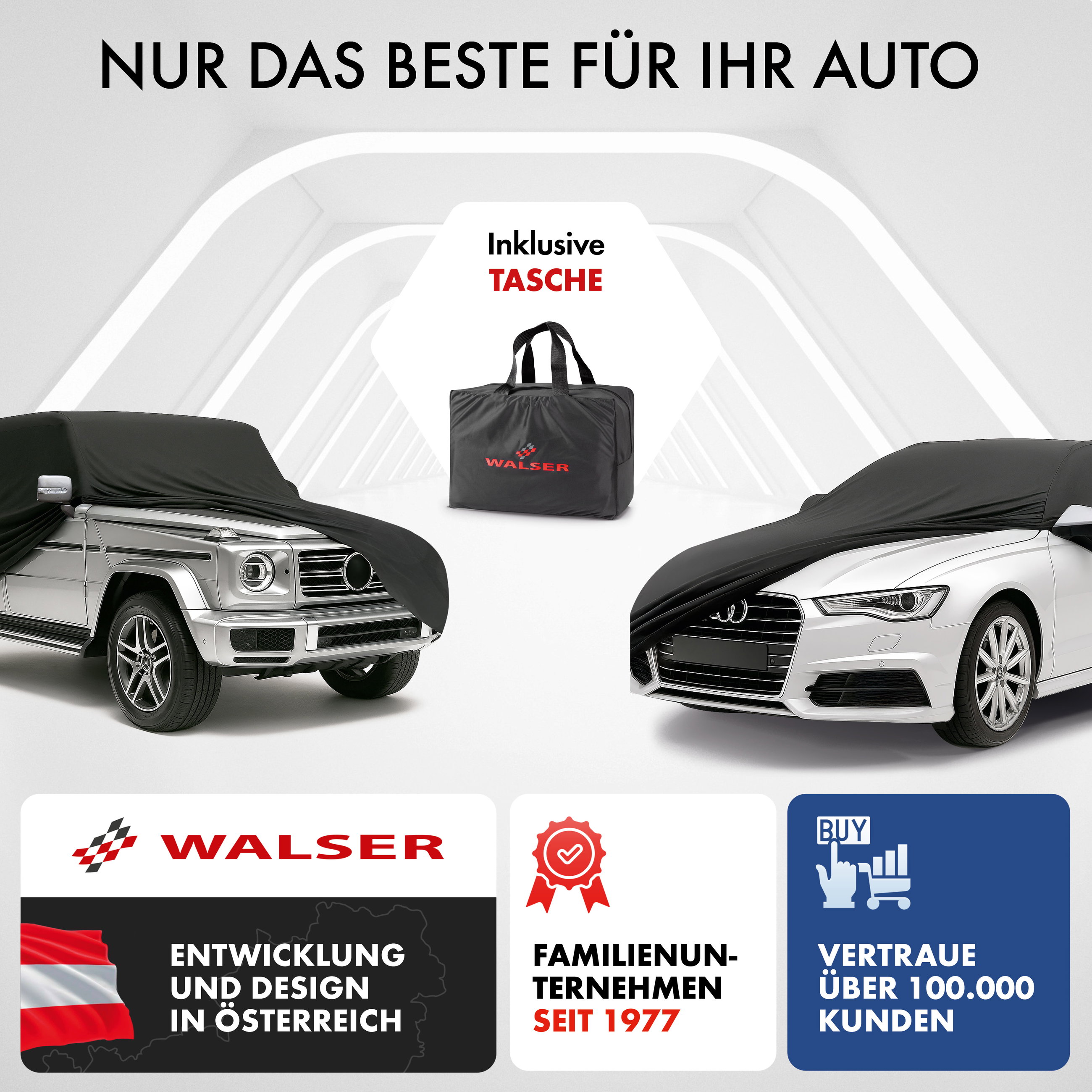 Autoplane Indoor Stretch Plus, PKW-Abdeckplane Größe 2 PKW schwarz