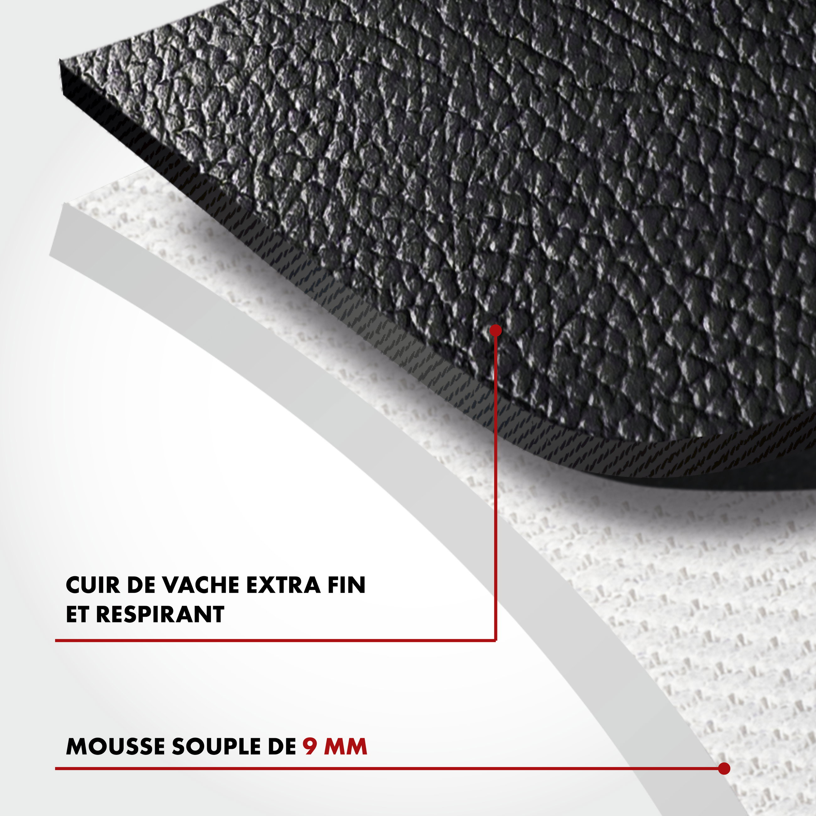 Housse de siège Ranger en cuir véritable noir, 1 pièce